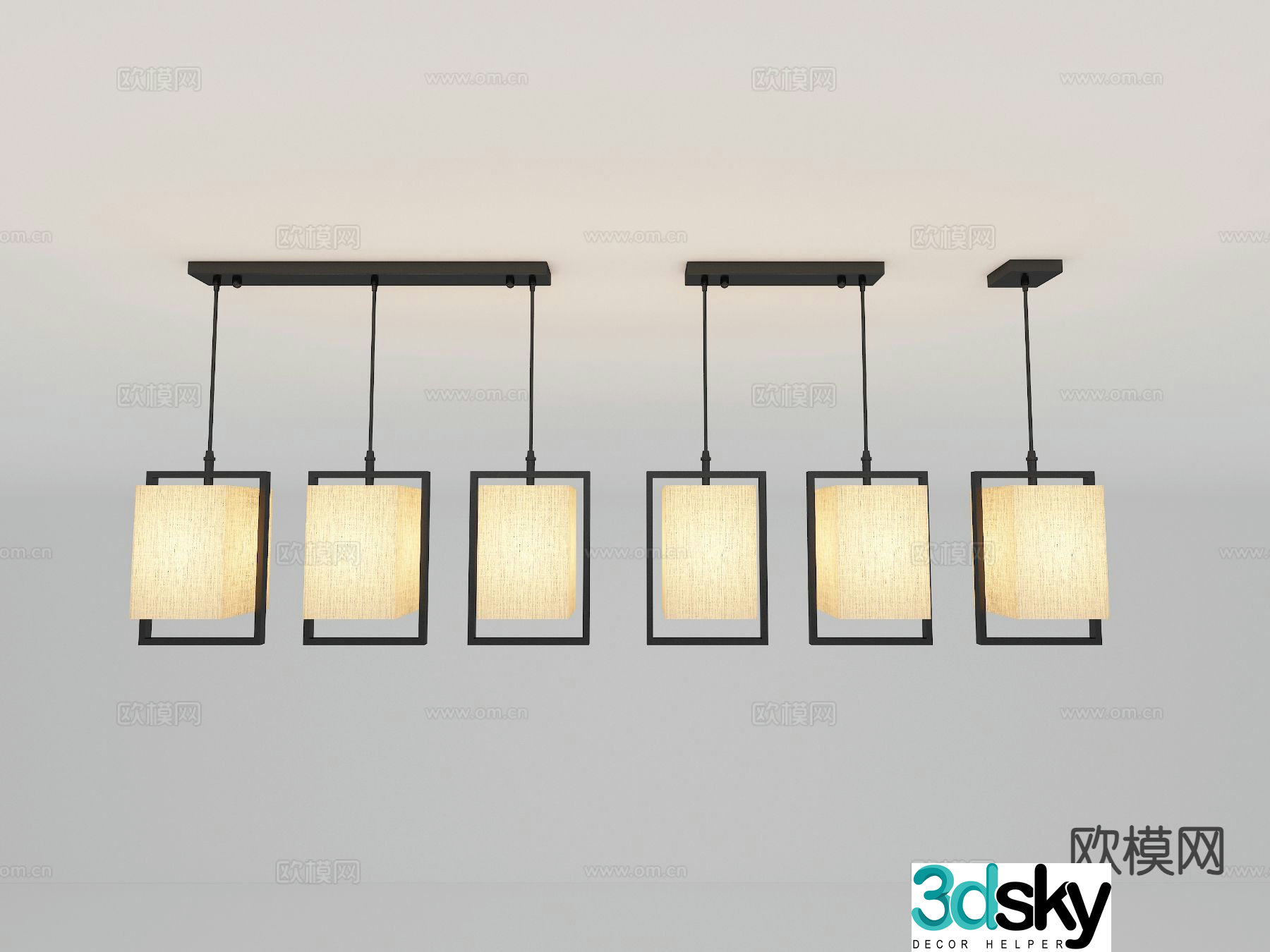 New Chinese style chandelier simple chandelier 3d model