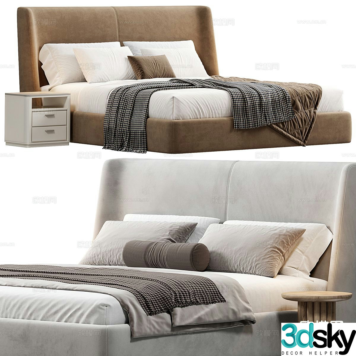 Modern double bed 3d model