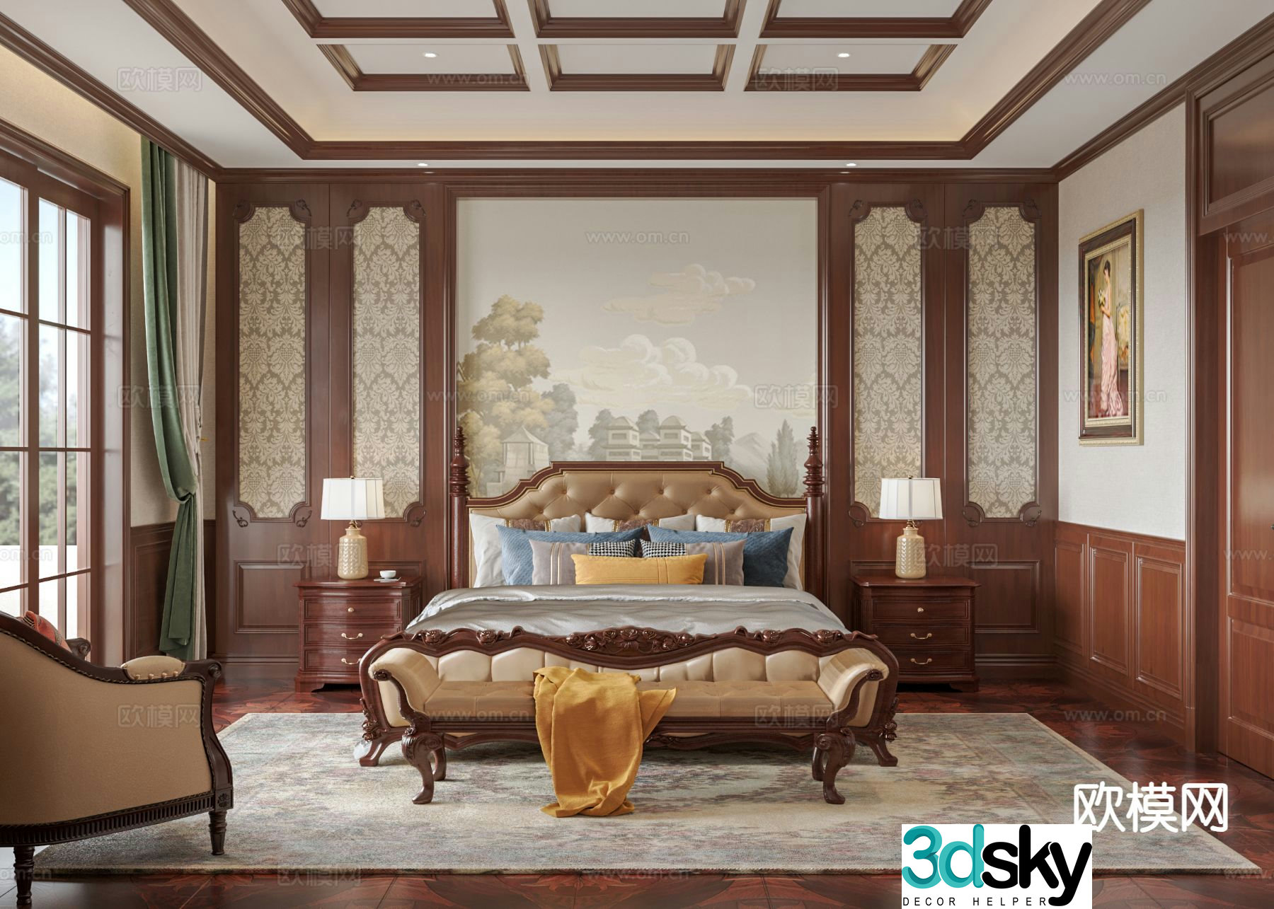 American master bedroom bedroom 3d model