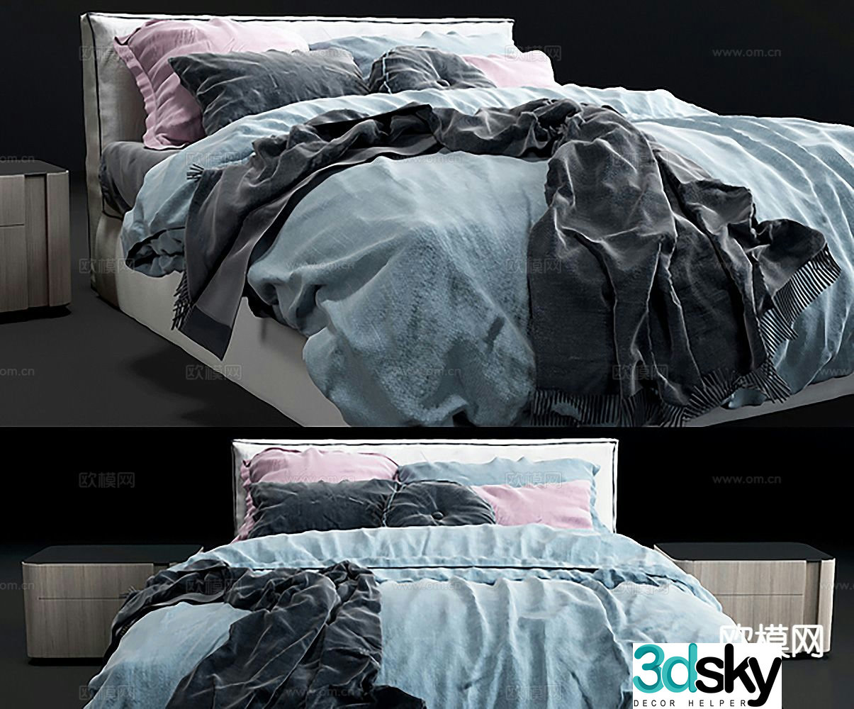 Modern double bed 3d model