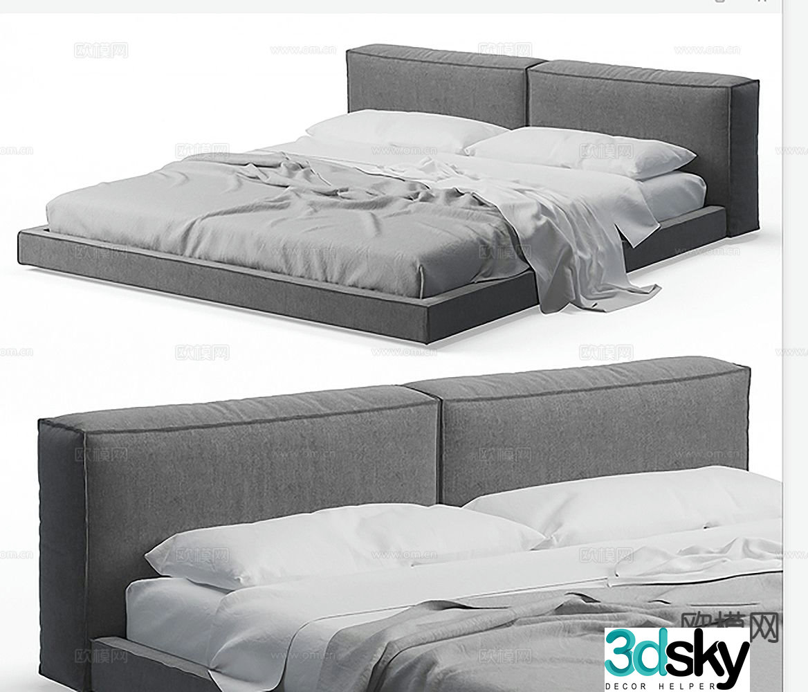 Modern double bed 3d model