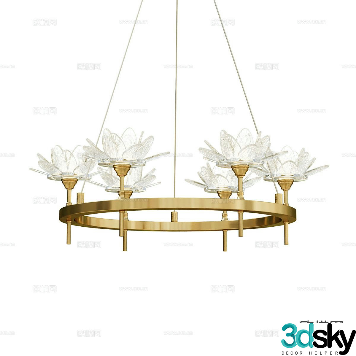 Light luxury chandelier flower chandelier 3d model
