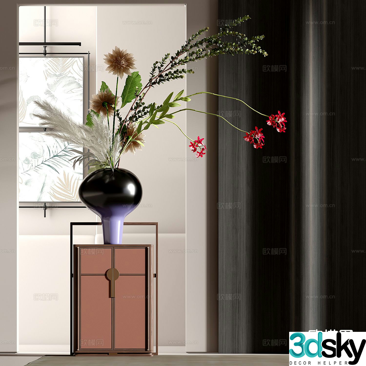 New Chinese style vase floral 3d model
