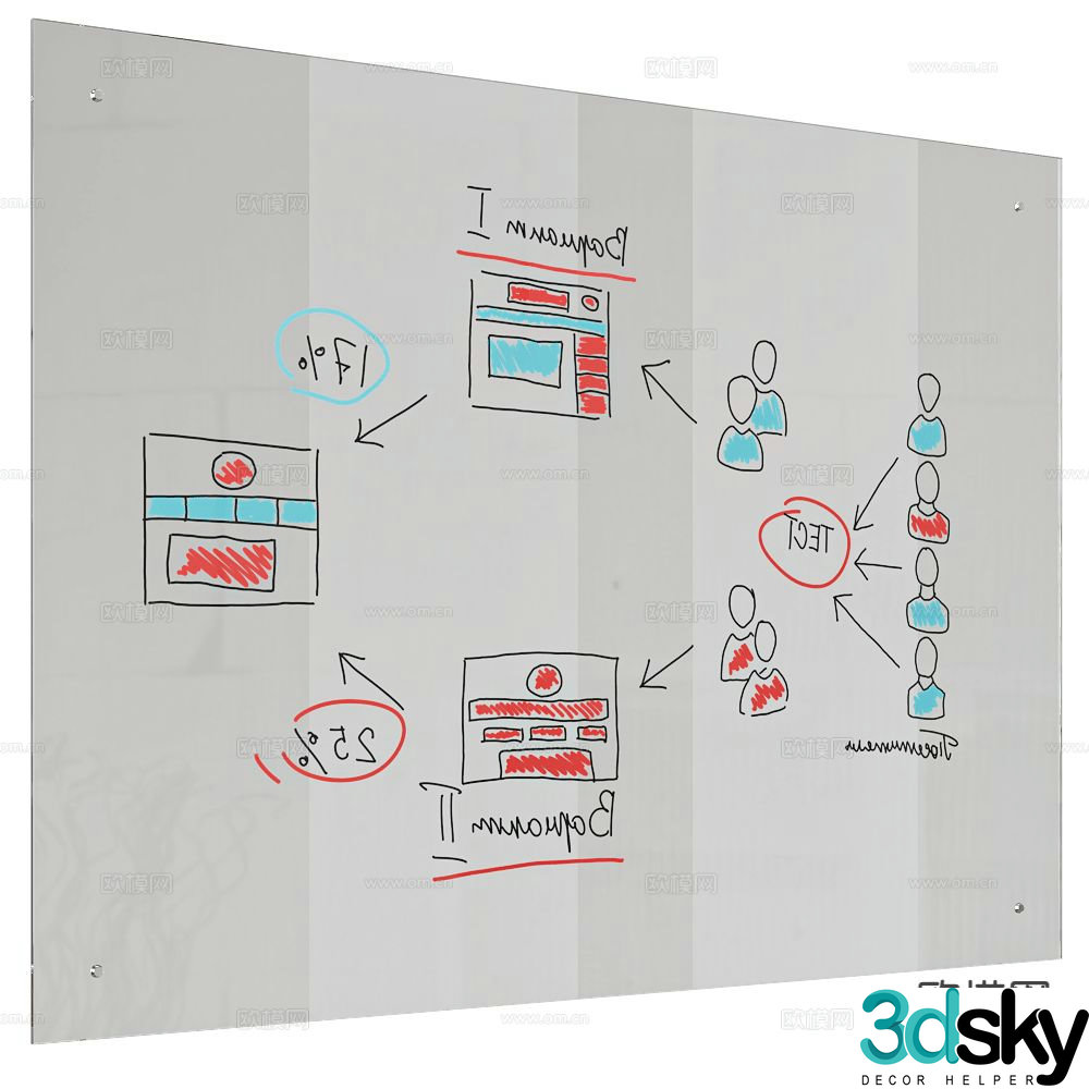 ASKELL office whiteboard note board blackboard 3d model