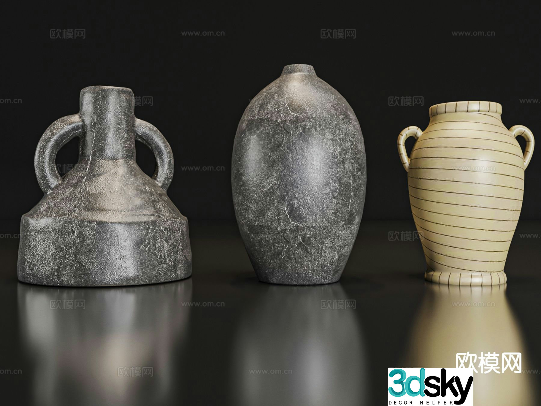 New Chinese style decorations tableware ceramic bottles porcelain bottles 3D model