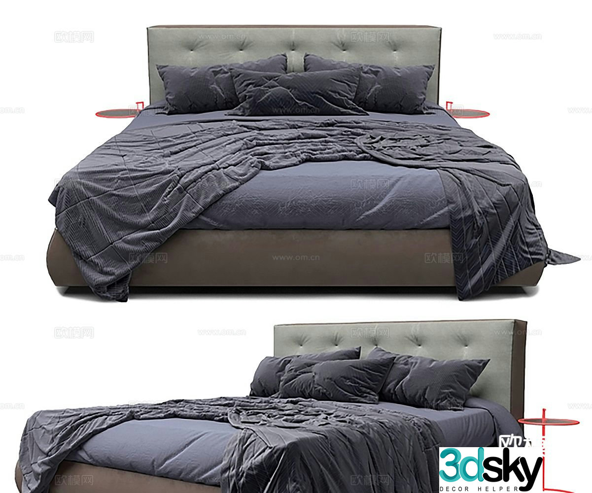 Simple double bed 3d model