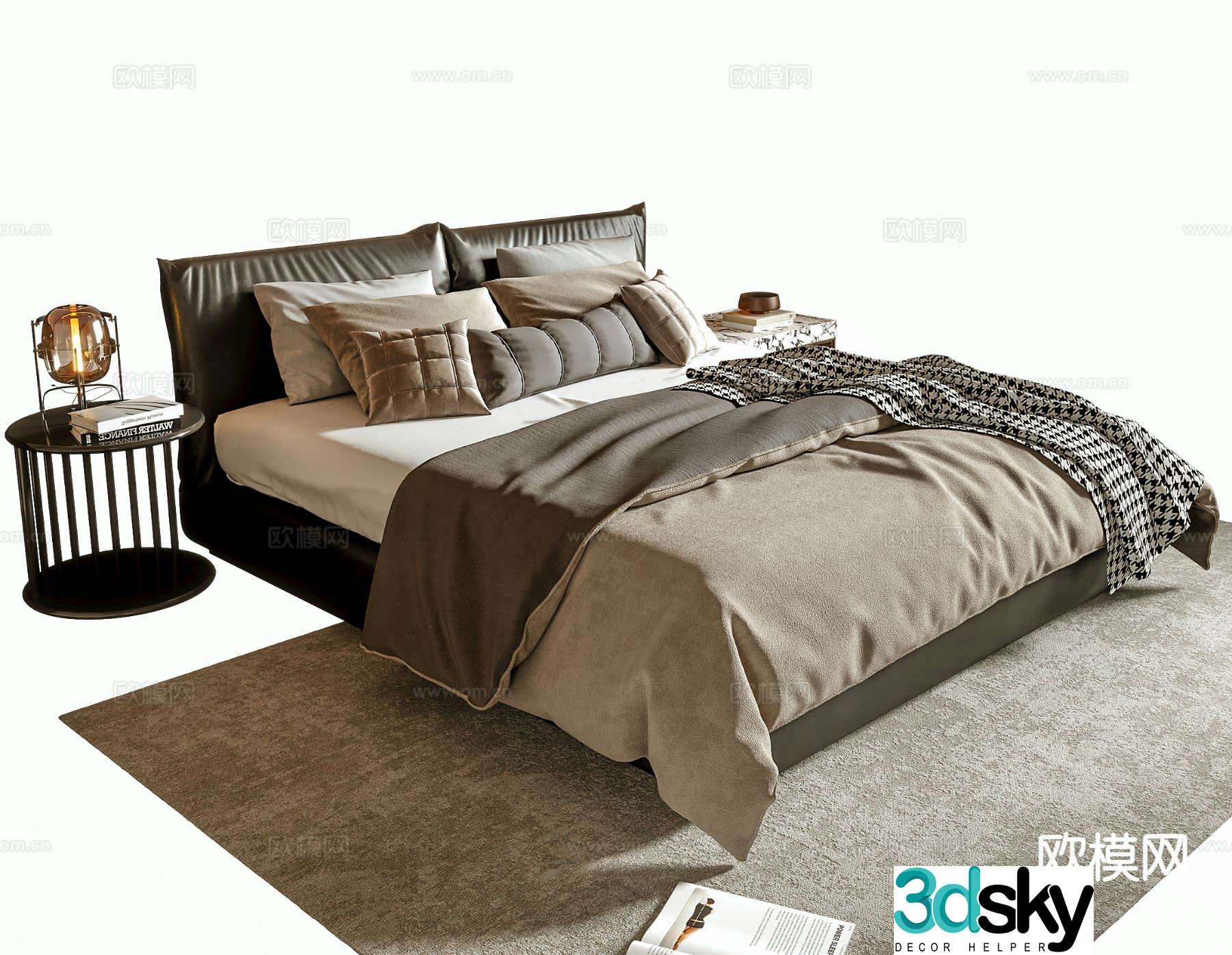 Modern double bed 3d model