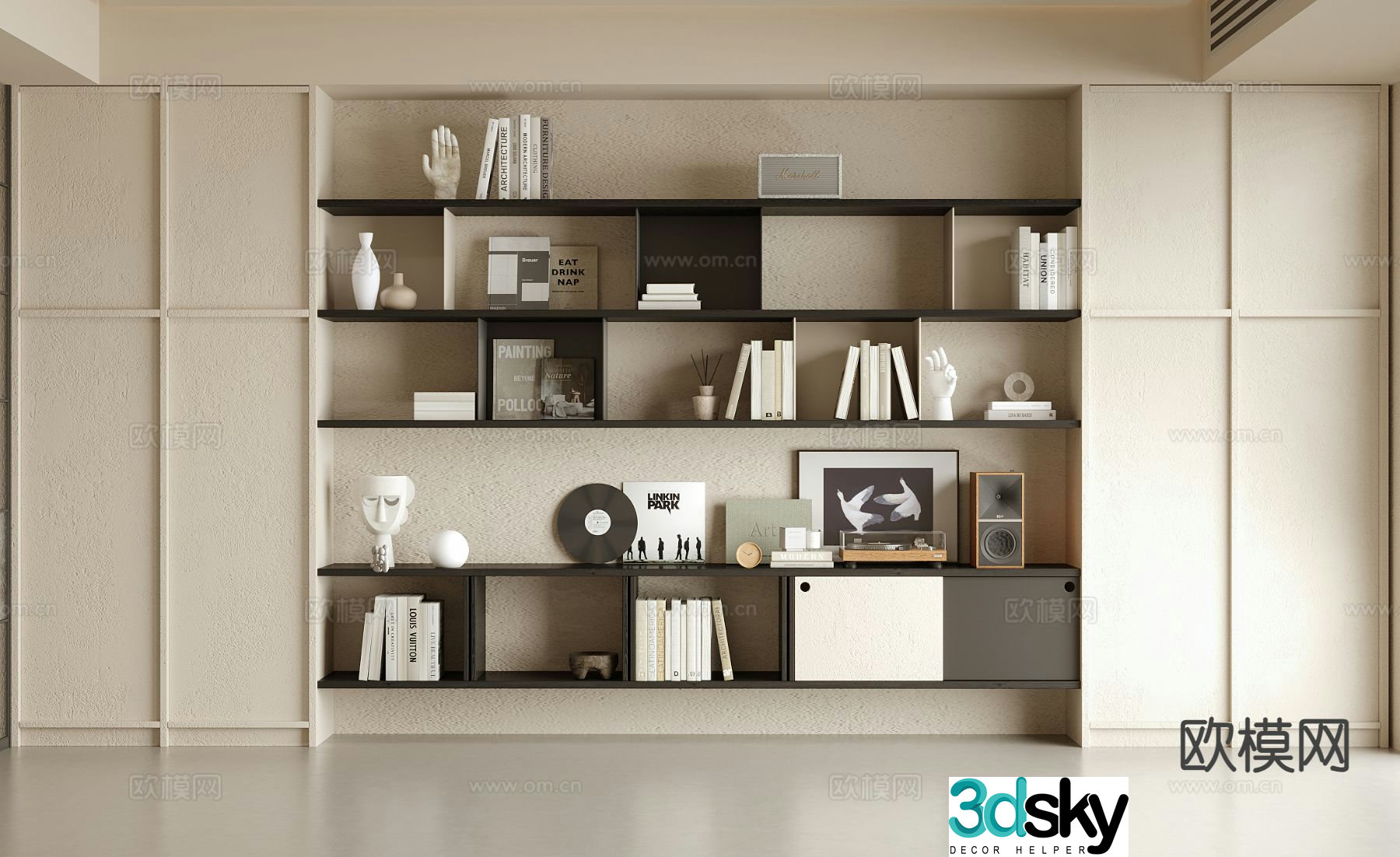 Modern bookcase bookshelf 3d model