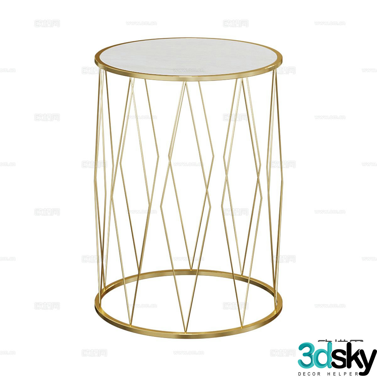 Light luxury round table side table corner table 3D model