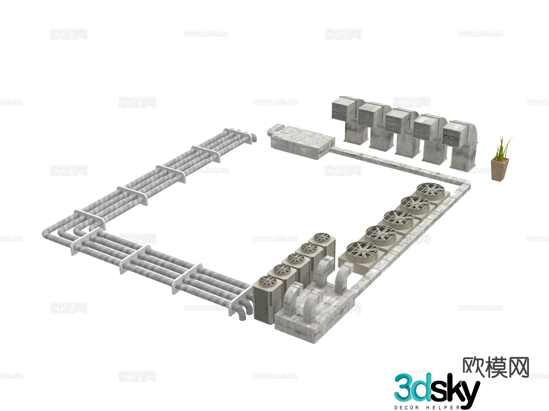 Industrial equipment ventilation fan 3d model