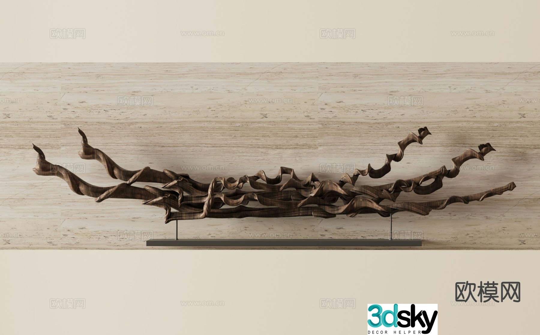 New Chinese style wood carving ornaments 3D model