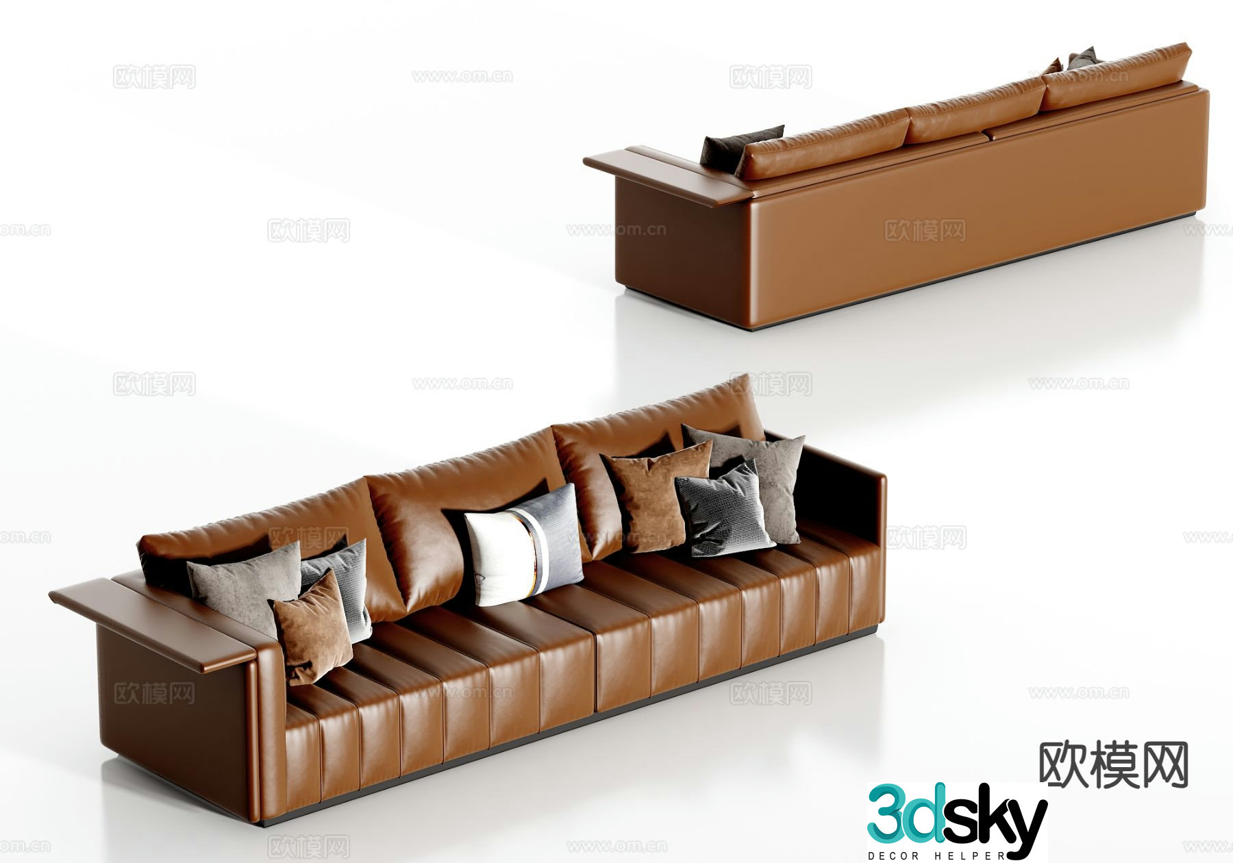 Three seater sofa leather sofa 3d model
