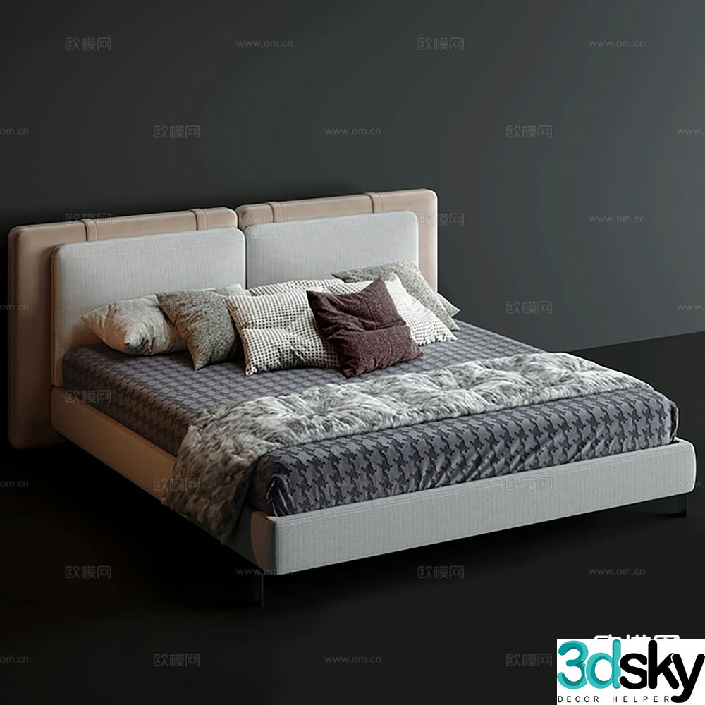 Modern double bed 3d model
