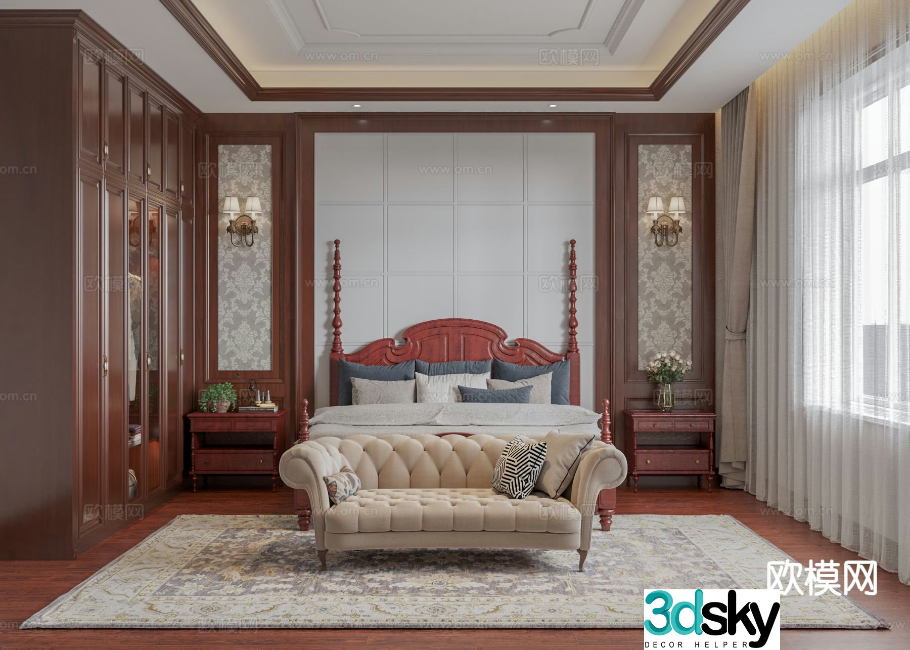 American master bedroom bedroom 3d model
