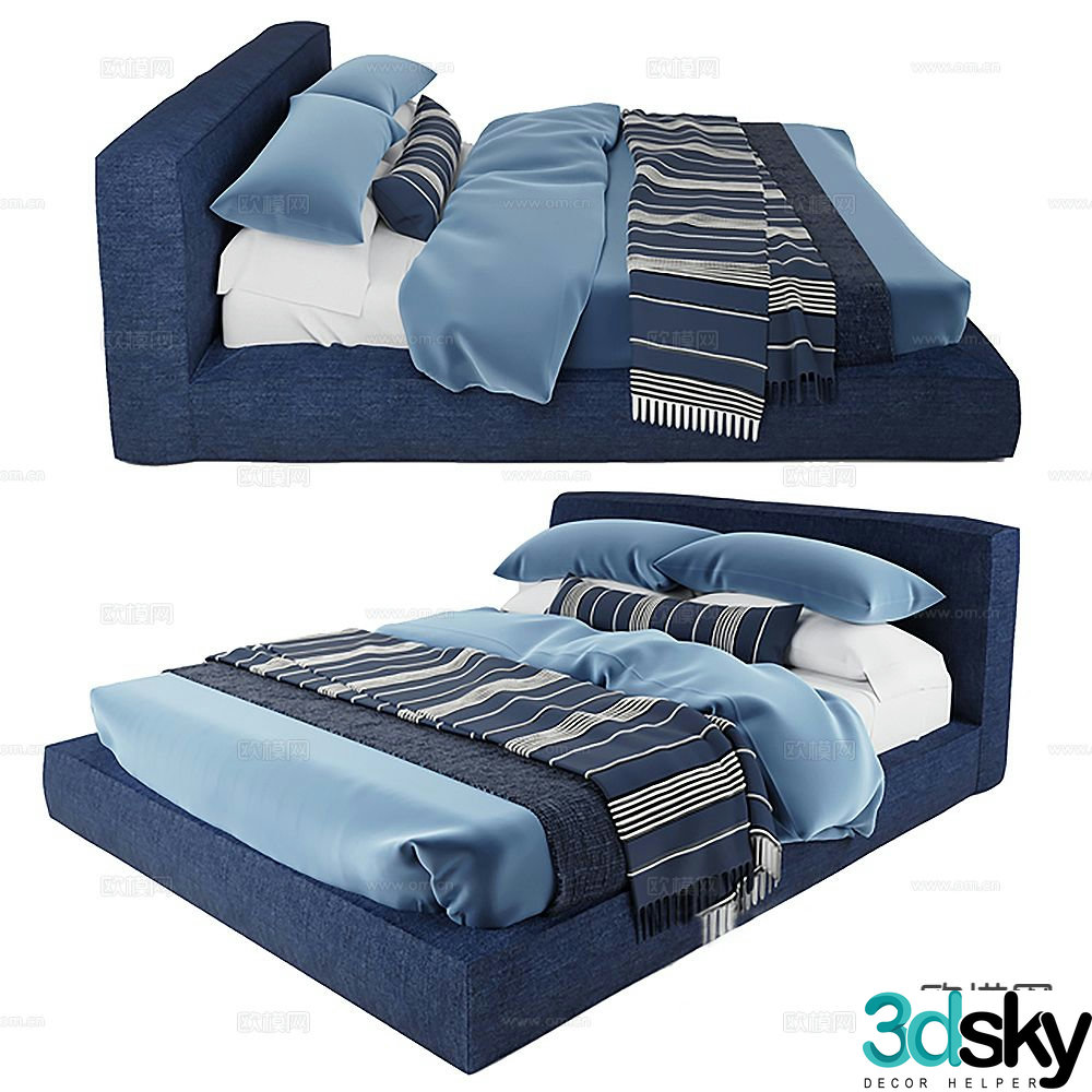 Modern double bed 3d model
