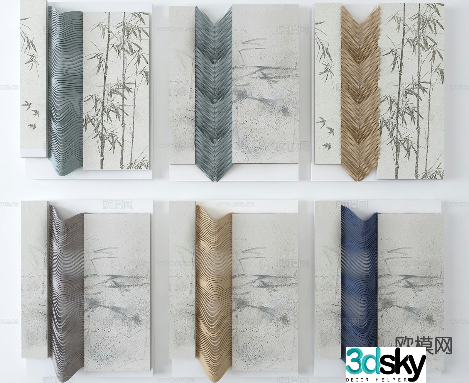 New Chinese style wall decoration bamboo hanging decoration 3d model