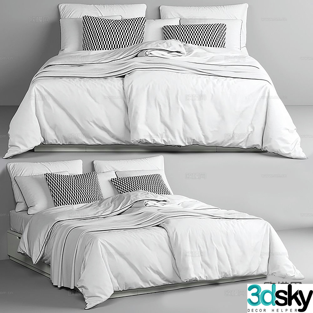 Minimalist double bed 3d model