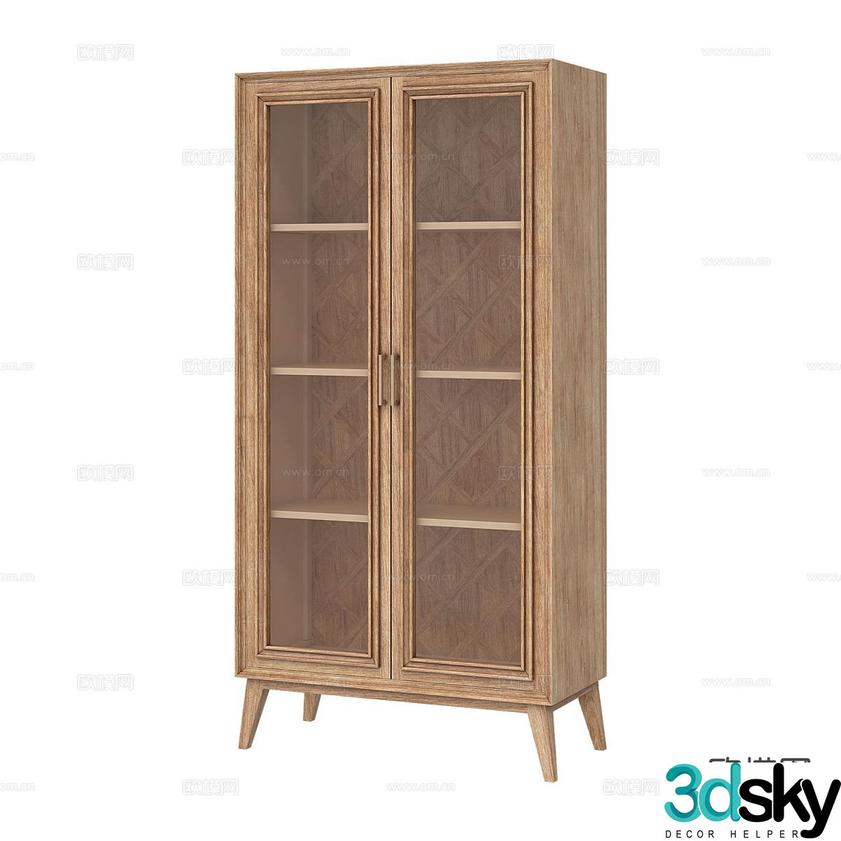 Nordic bookcase solid wood bookcase 3d model