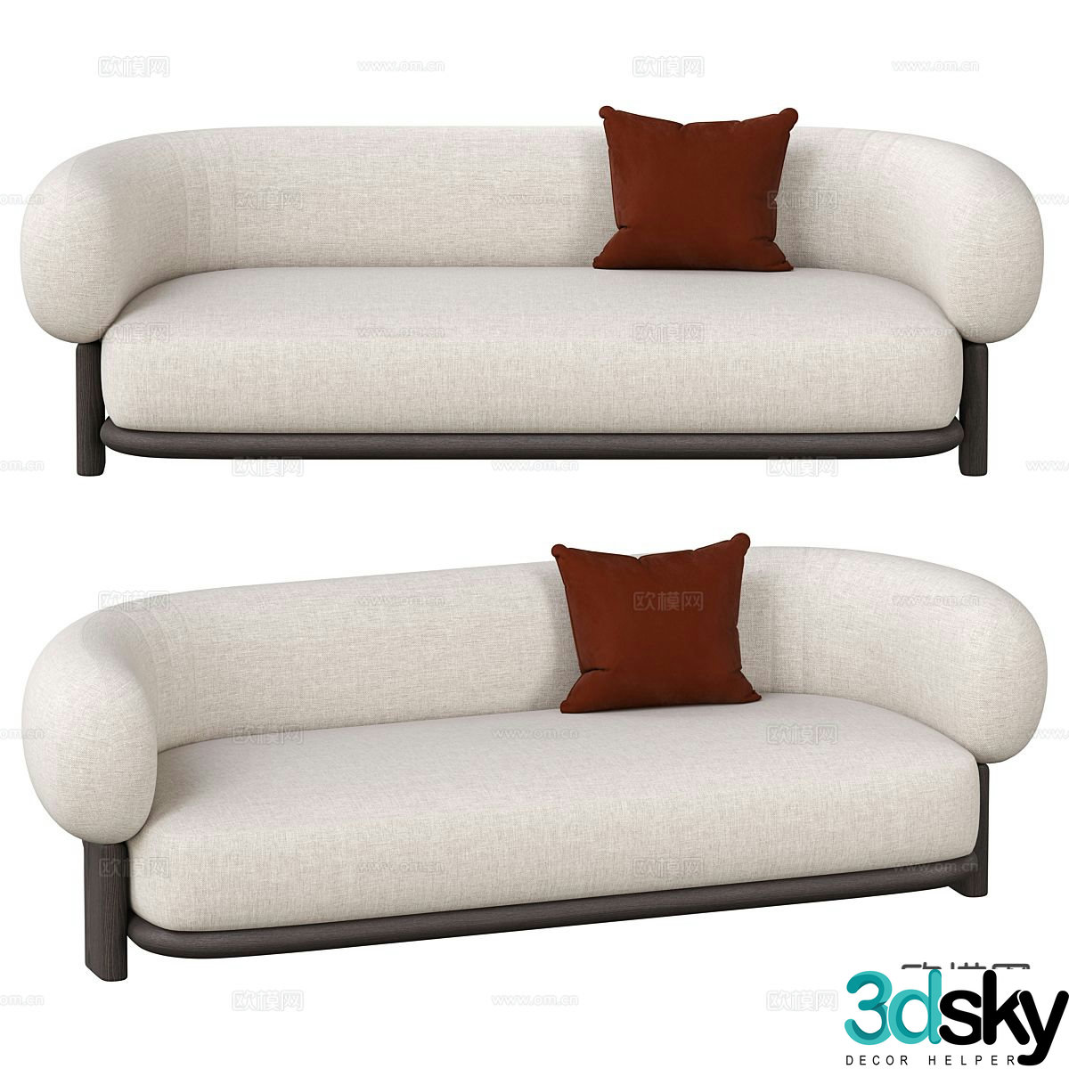 Three seater sofa upholstered sofa 3d model