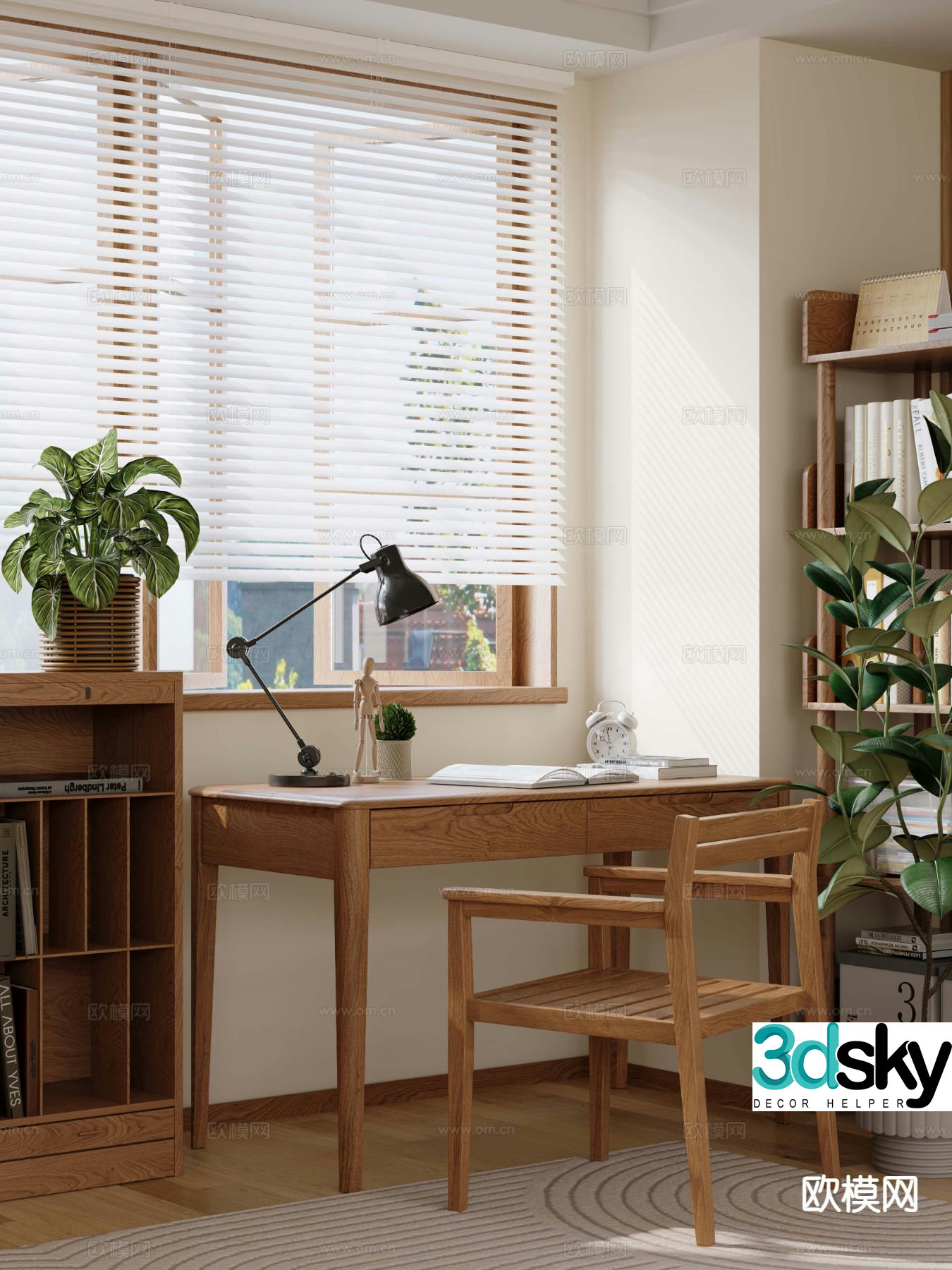 Log style desk desk 3d model