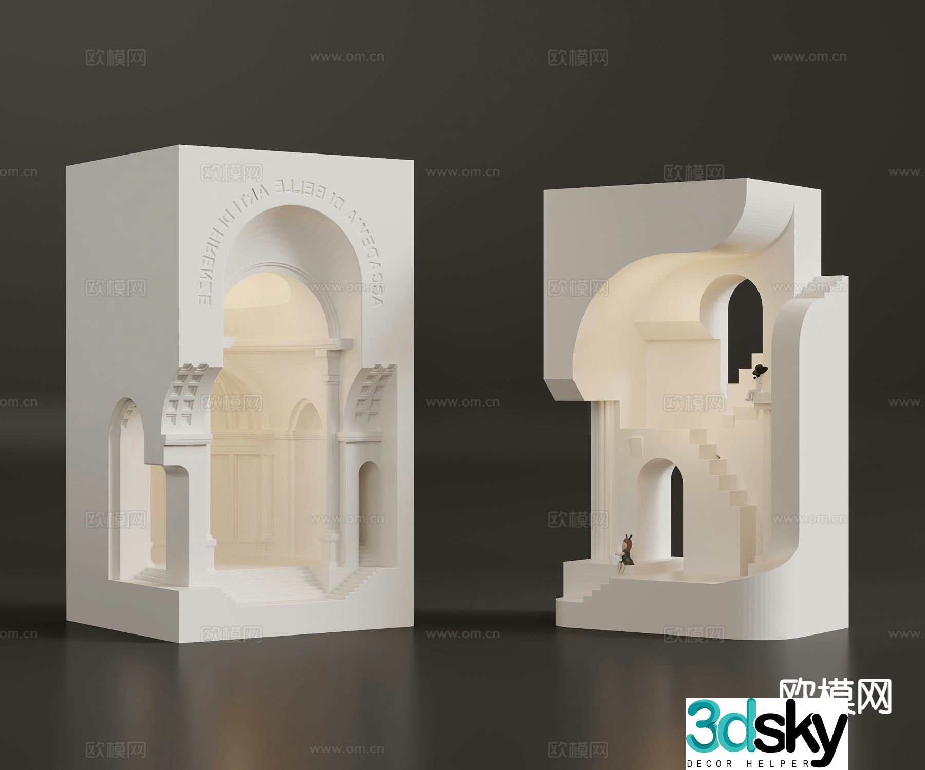 Recessed wall light plaster wall light 3d model