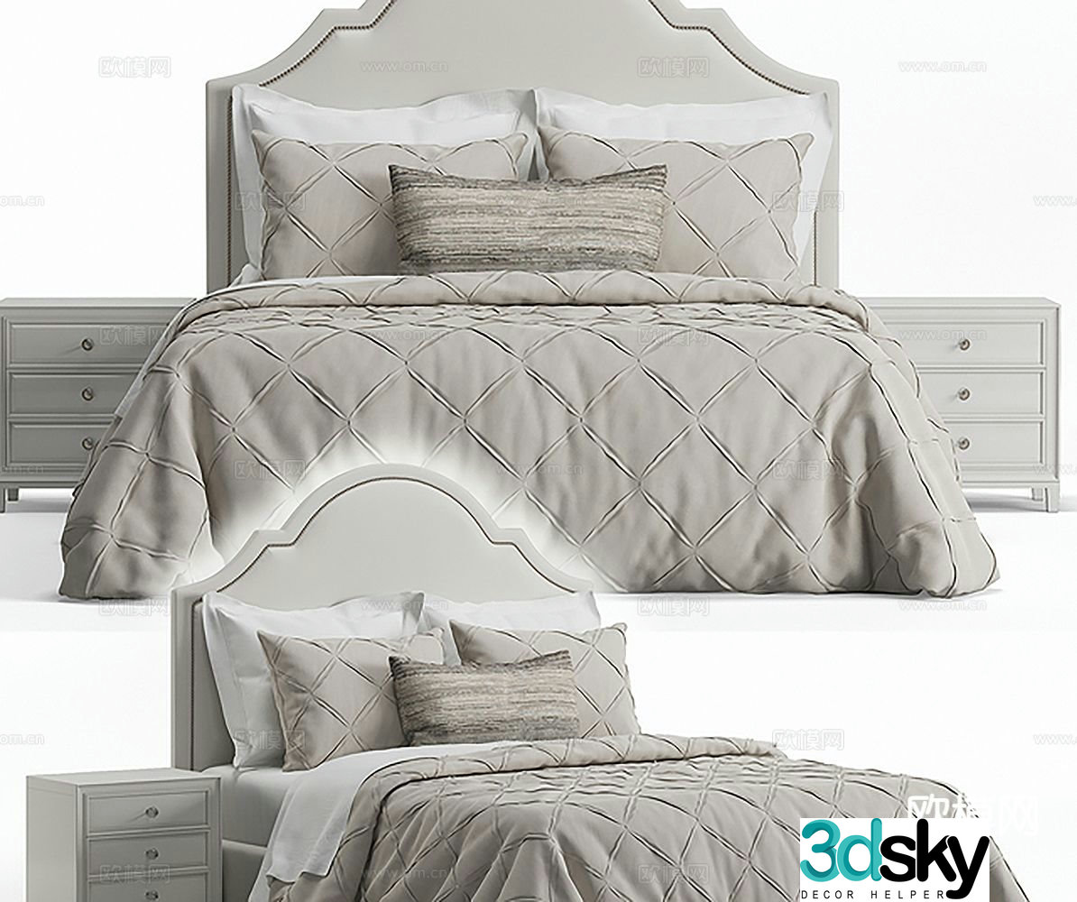 Simple double bed 3d model