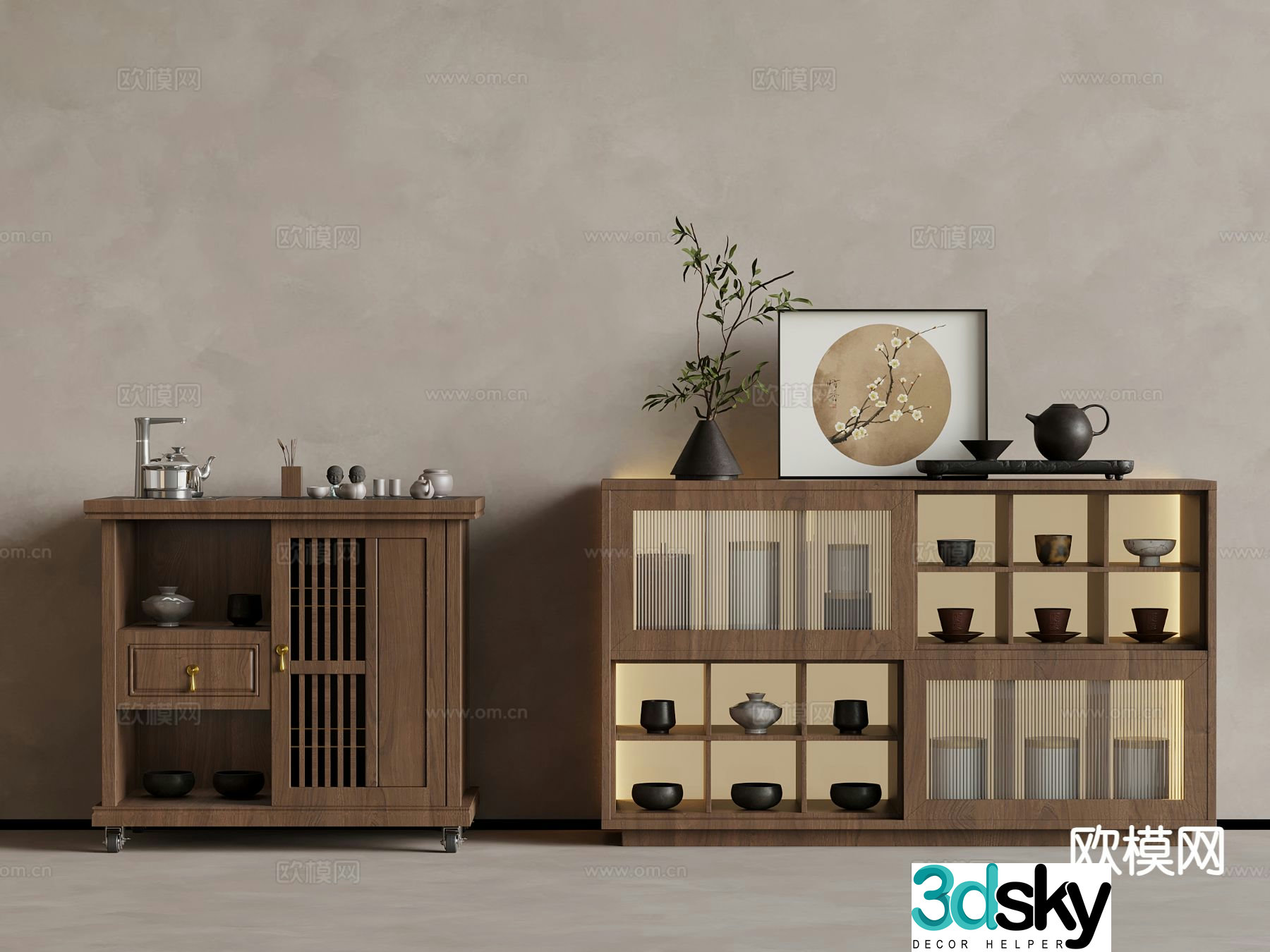 New Chinese style tea cabinet 3d model