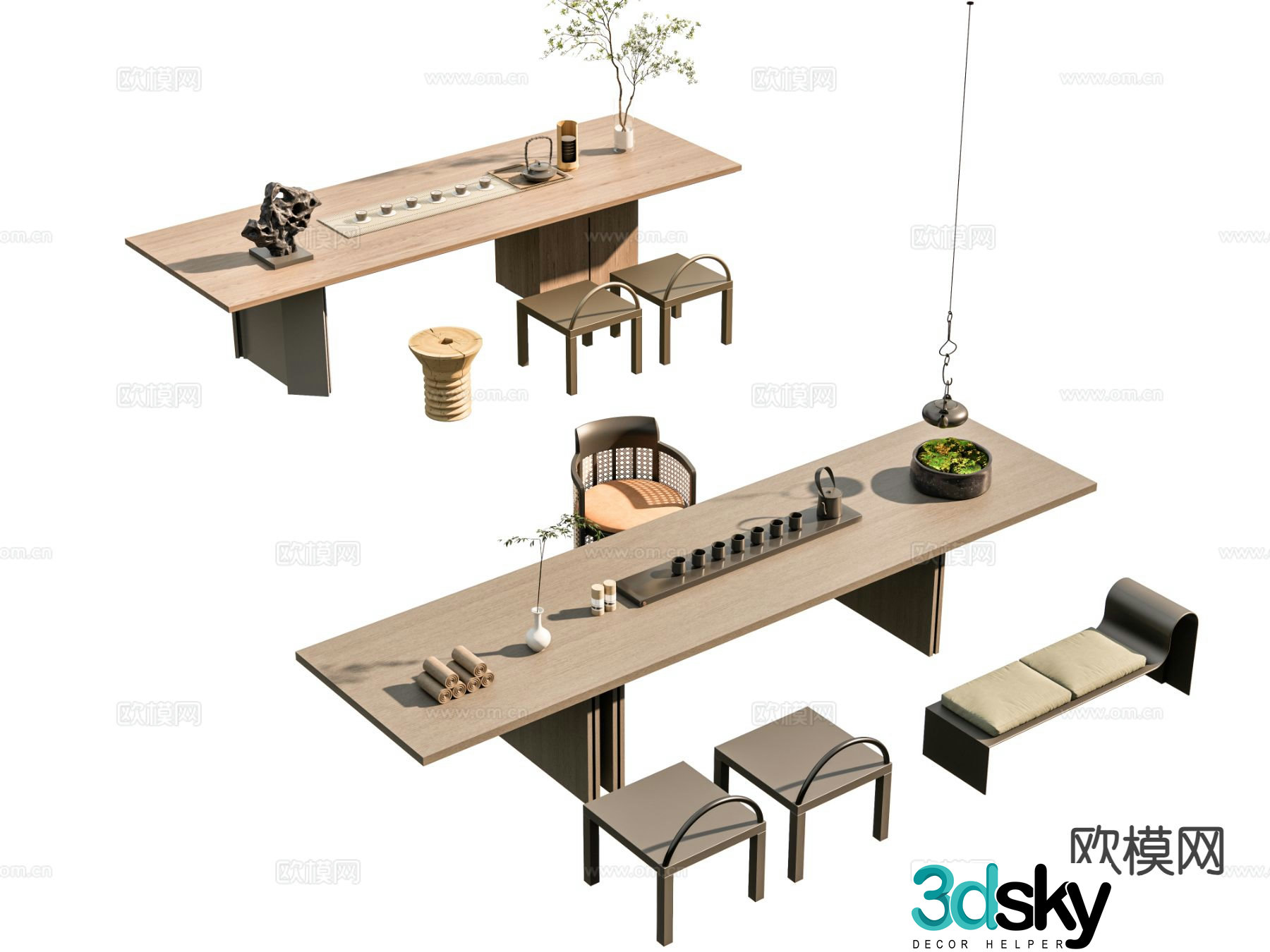 New Chinese style tea table tea table 3d model