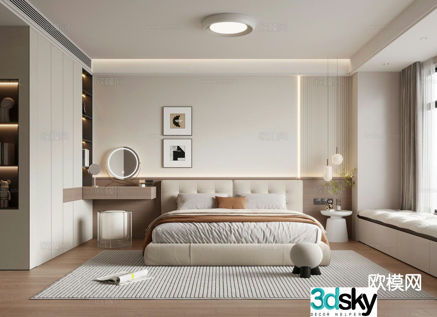 Modern bedroom master bedroom 3d model
