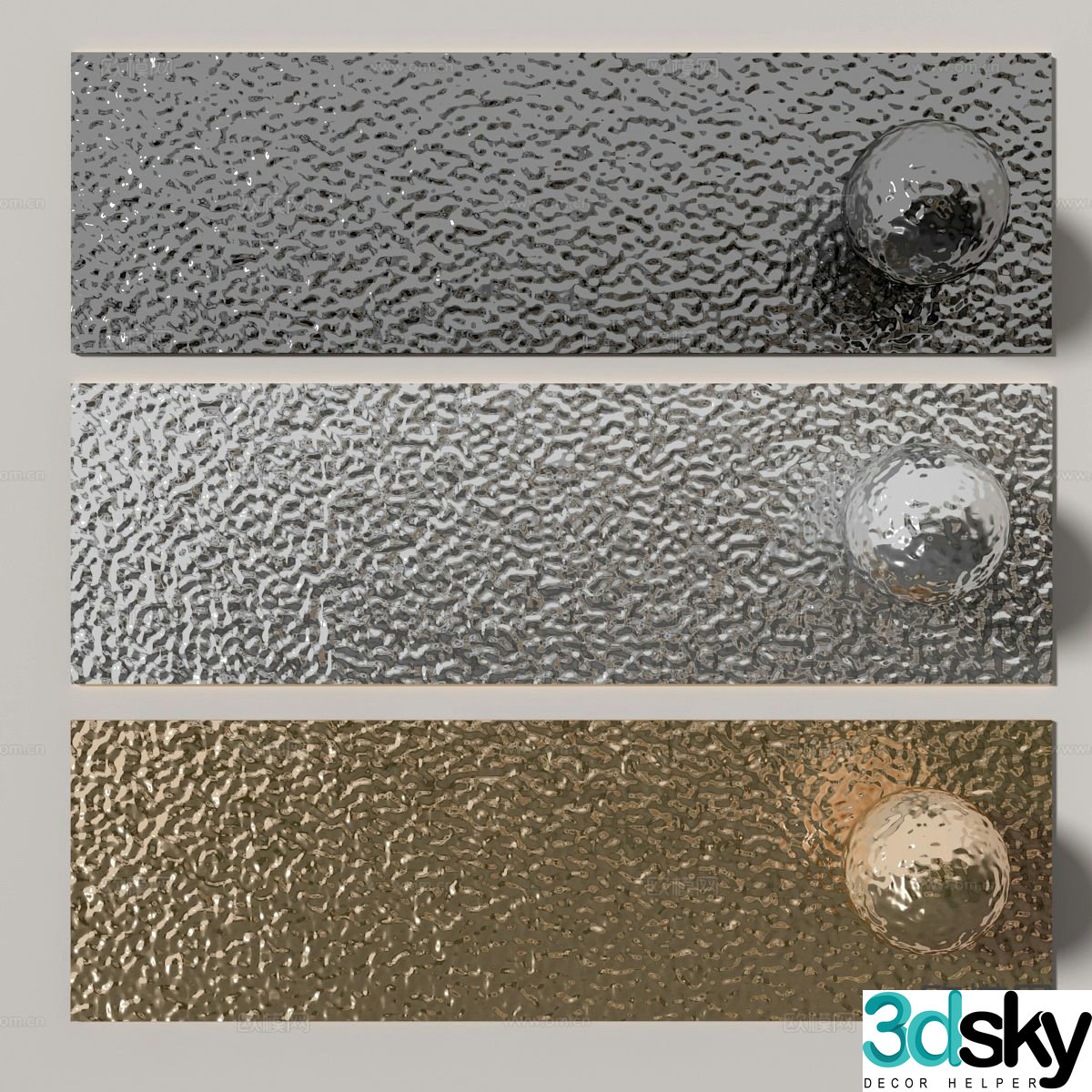 Water corrugated stainless steel wall decoration 3d model