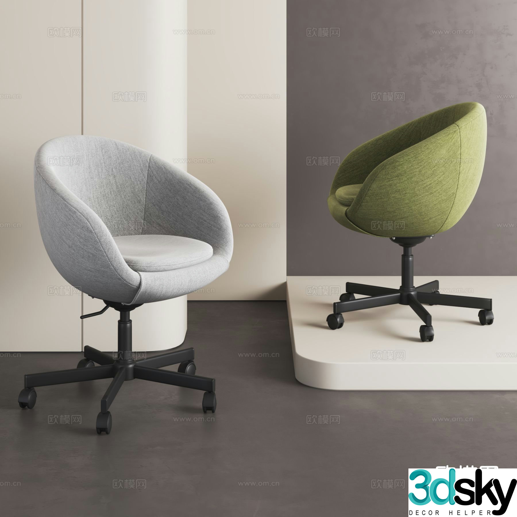 Modern office chair training chair computer chair sliding wheelchair 3d model