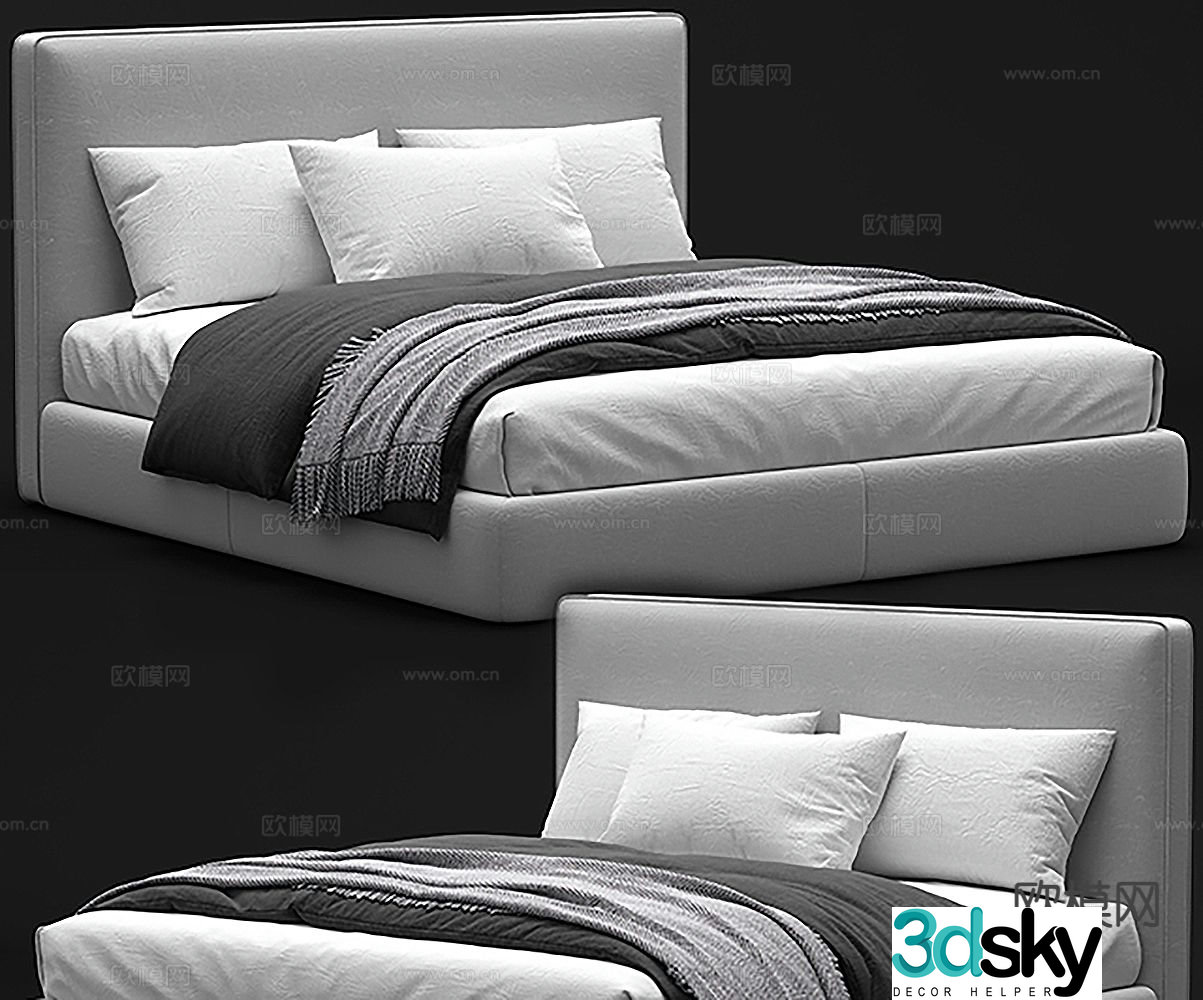 Modern double bed 3d model