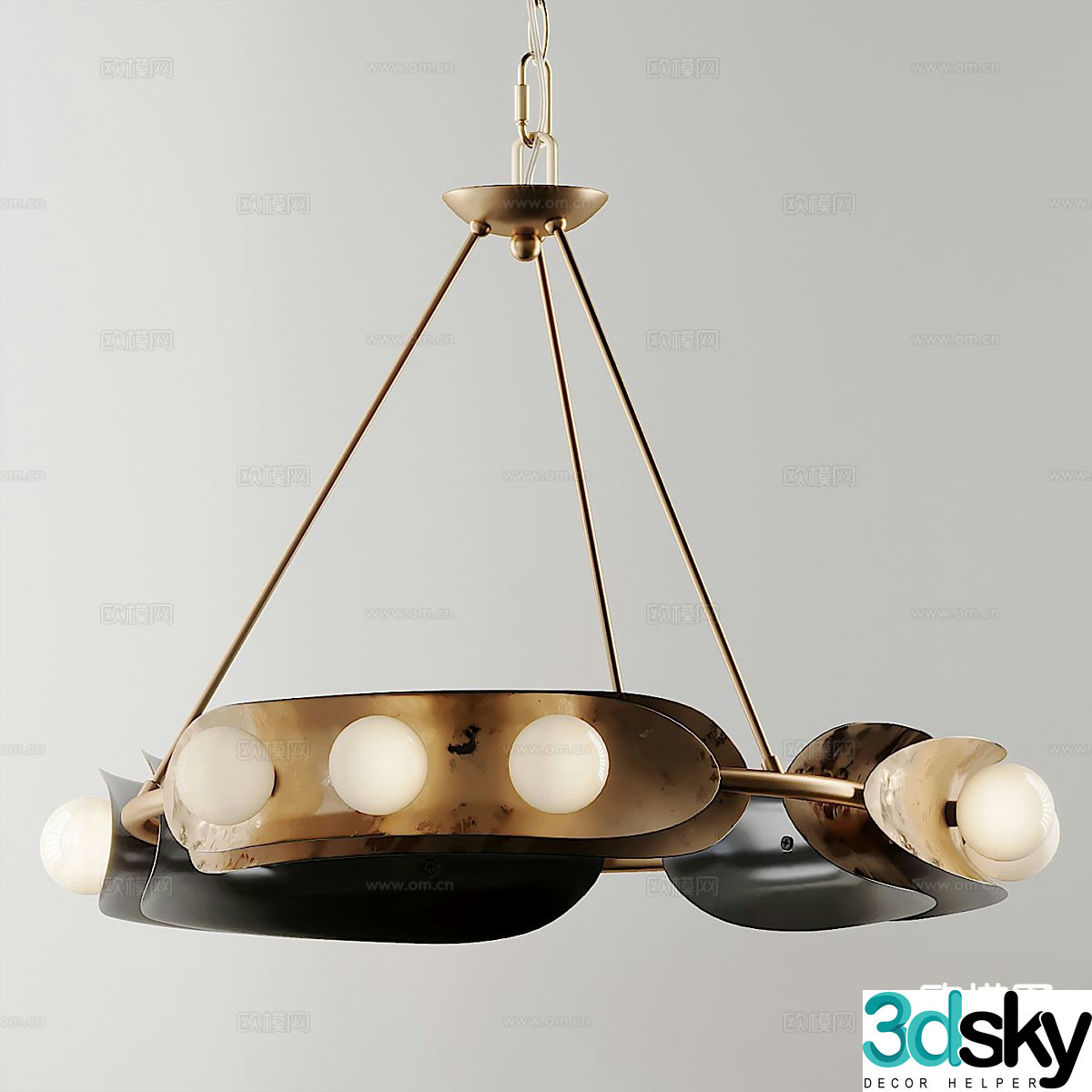 Light luxury chandelier multi-head chandelier 3D model