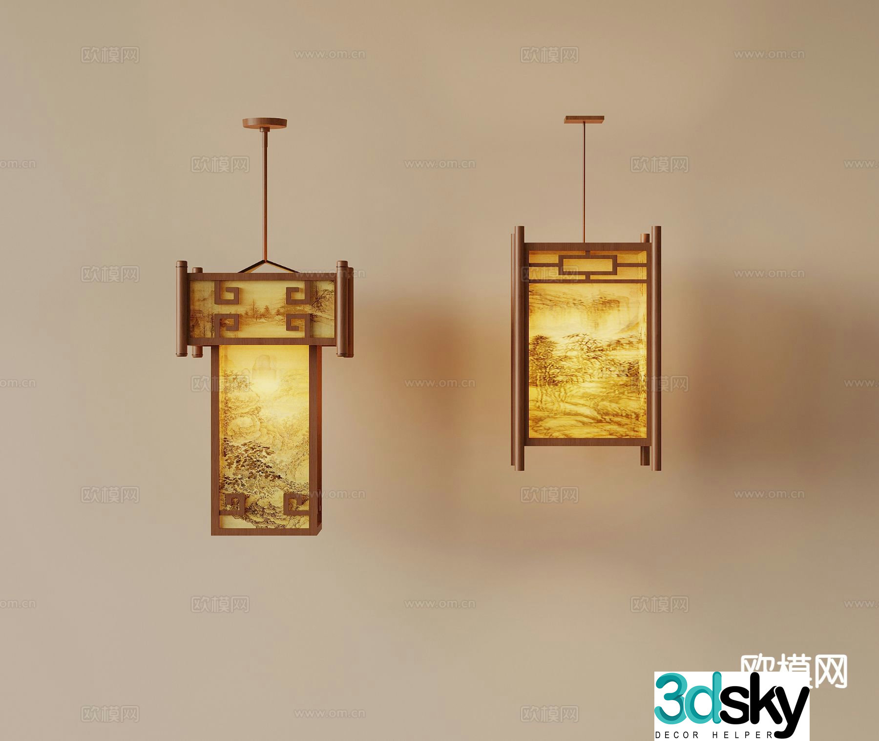 New Chinese style decorative lamp antique lantern 3d model