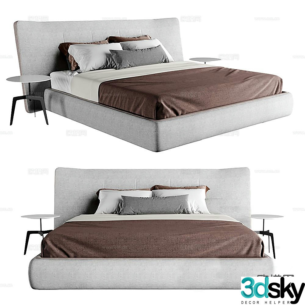 Minimalist double bed 3d model