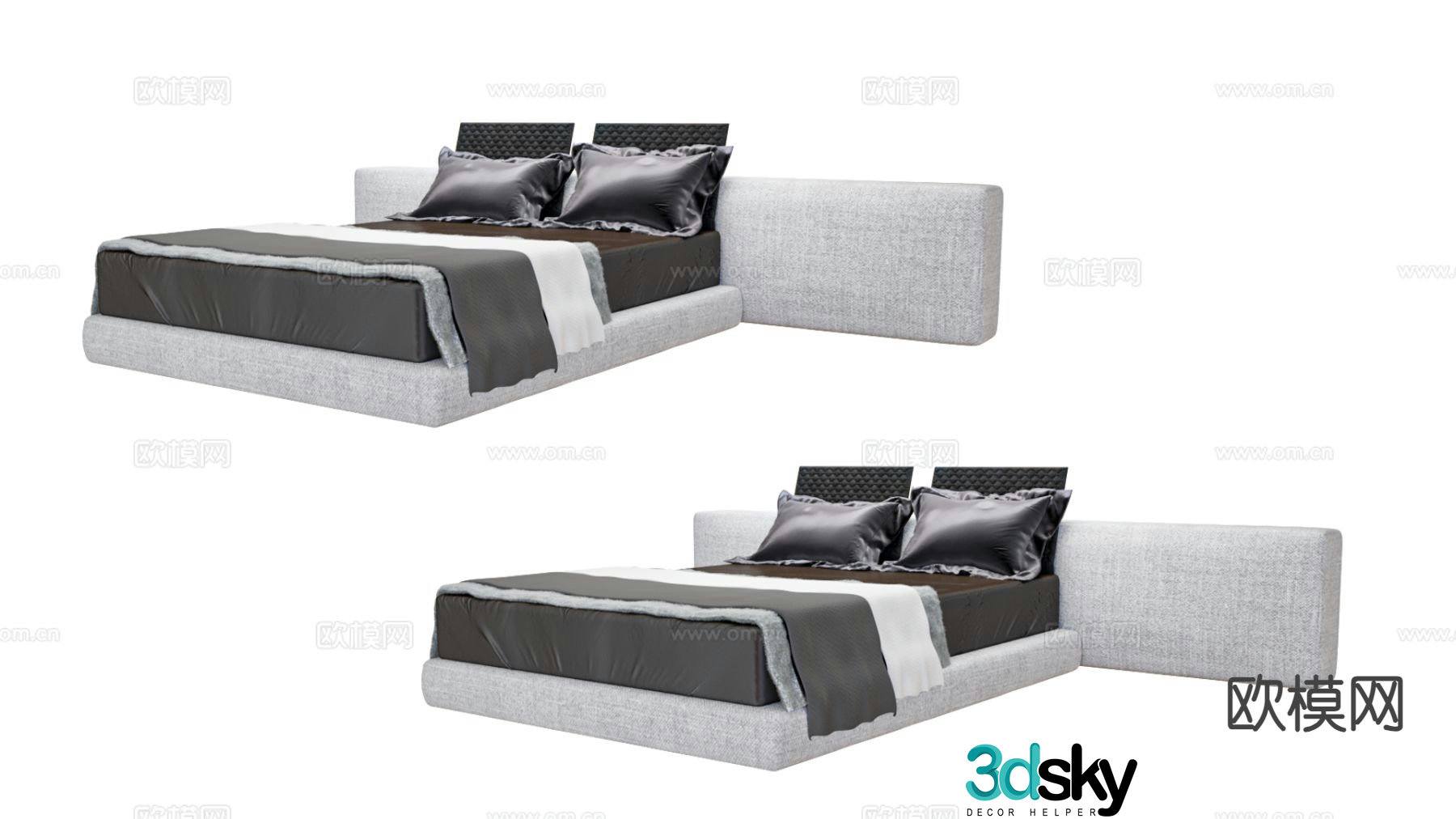 Modern double bed 3d model
