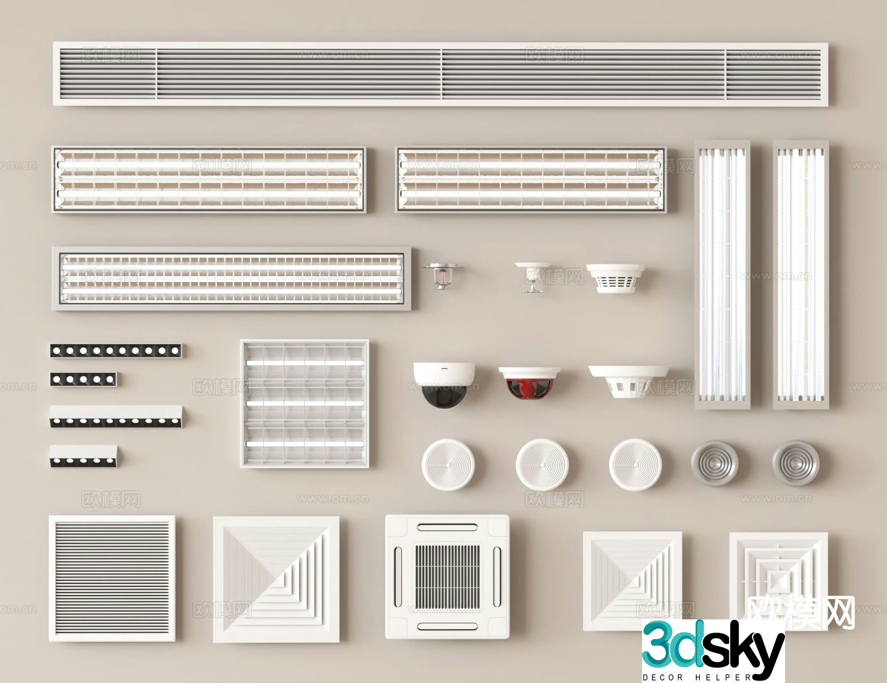 Grille lamp lamp air conditioning outlet 3d model