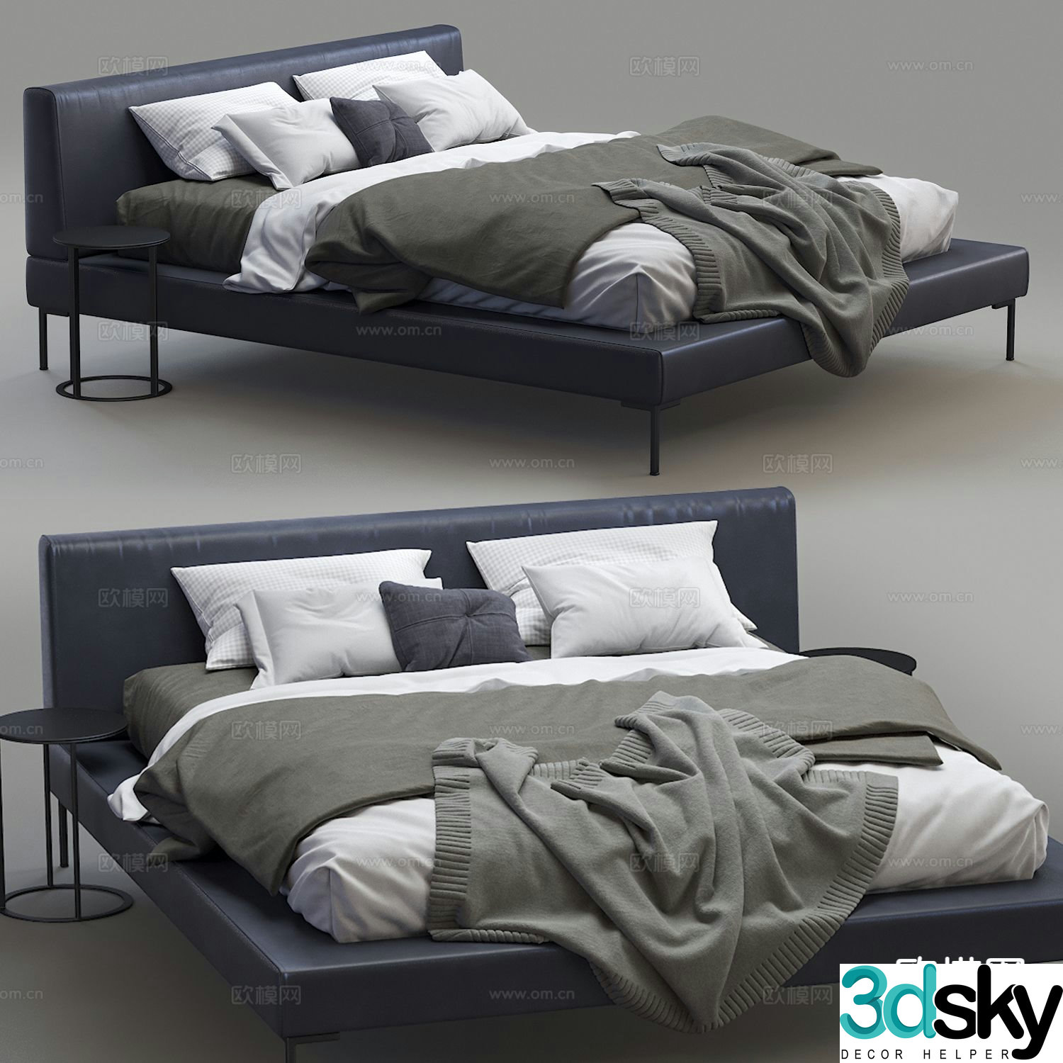 Modern double bed 3d model