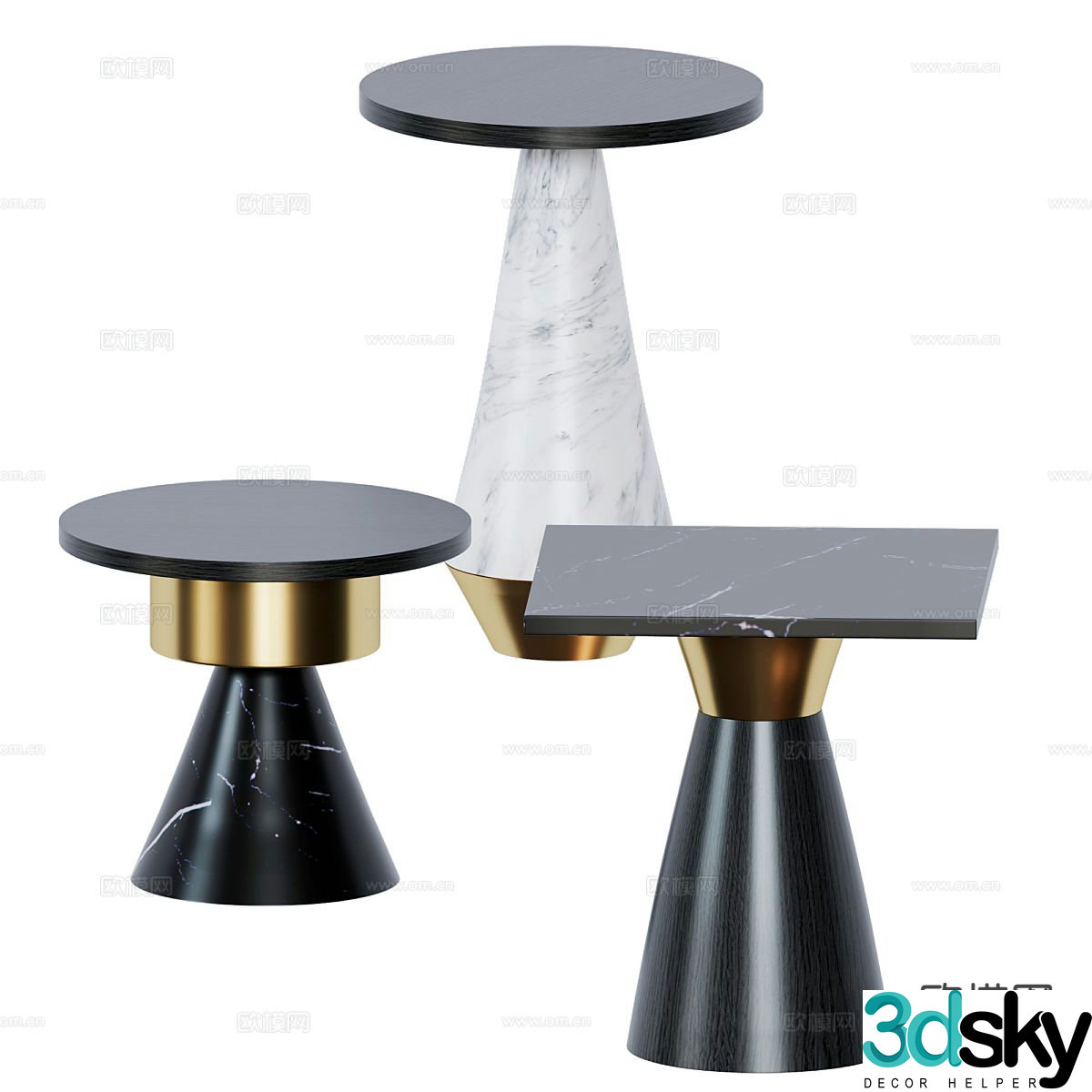 Round table square table side table table table 3D model