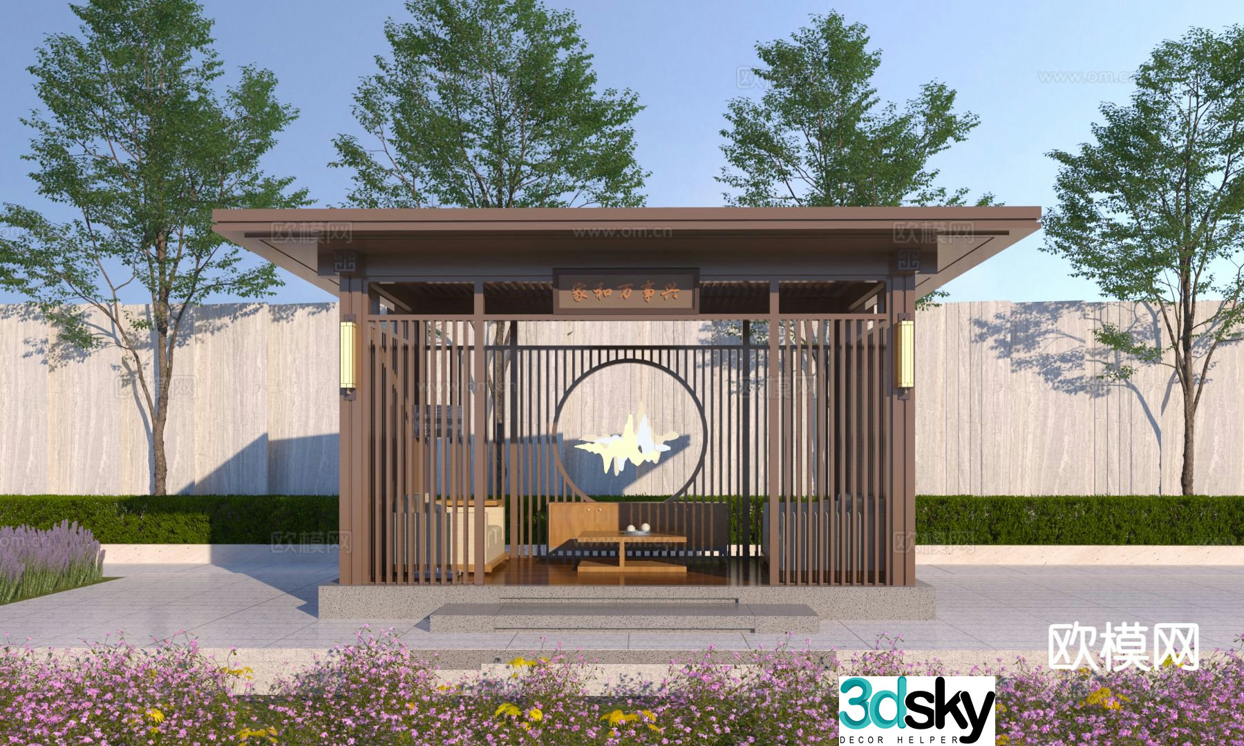 New Chinese style villa courtyard garden pavilion landscape pavilion 3D model