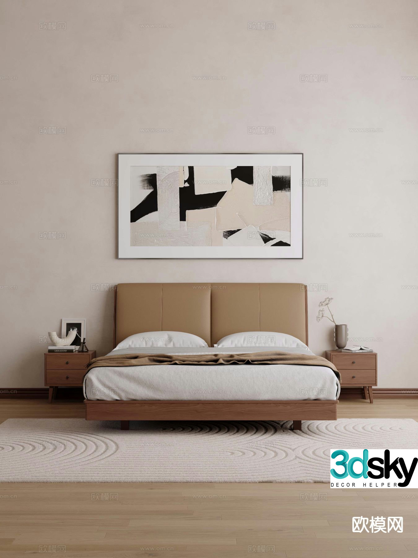 Modern double bed 3d model
