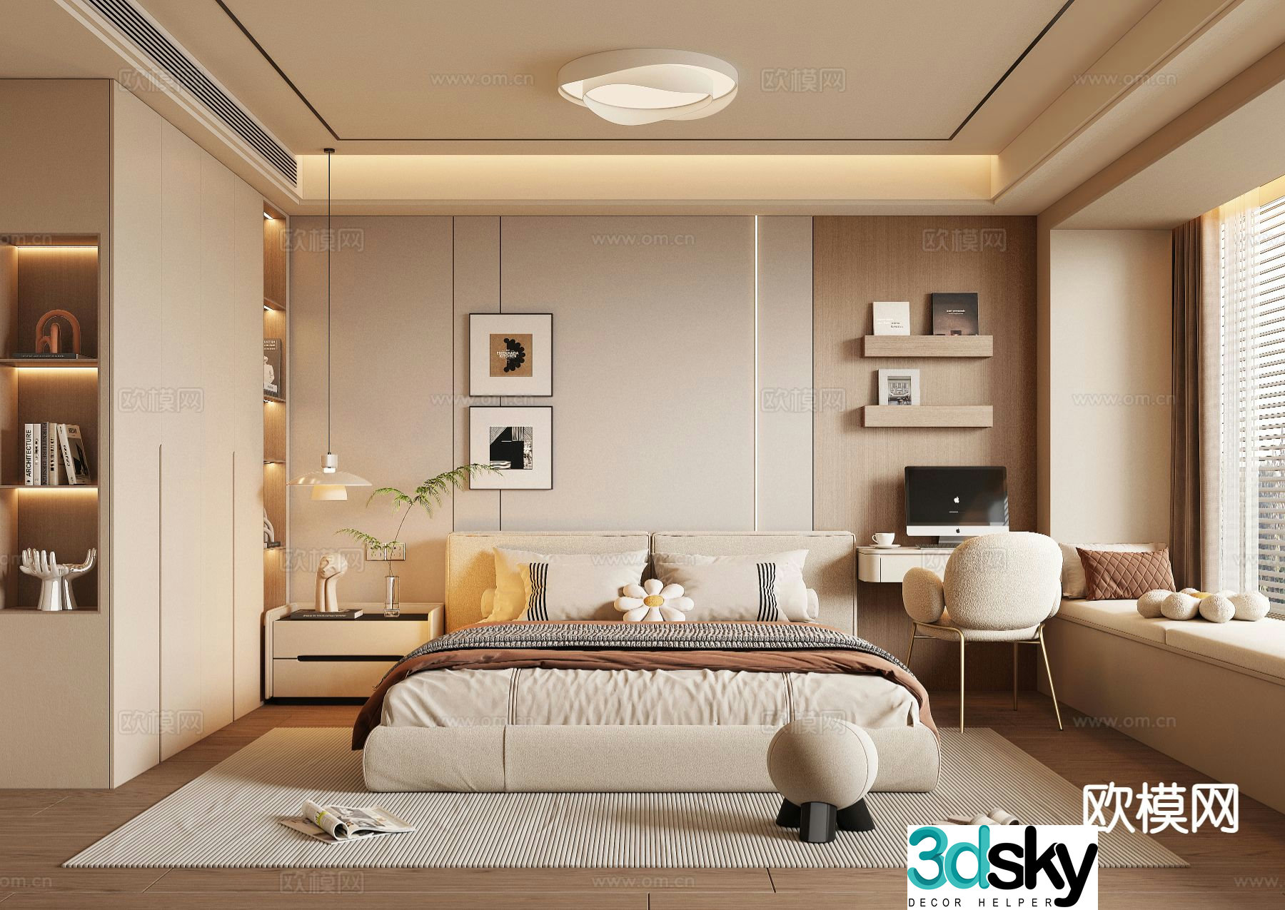 Cream style bedroom master bedroom 3d model