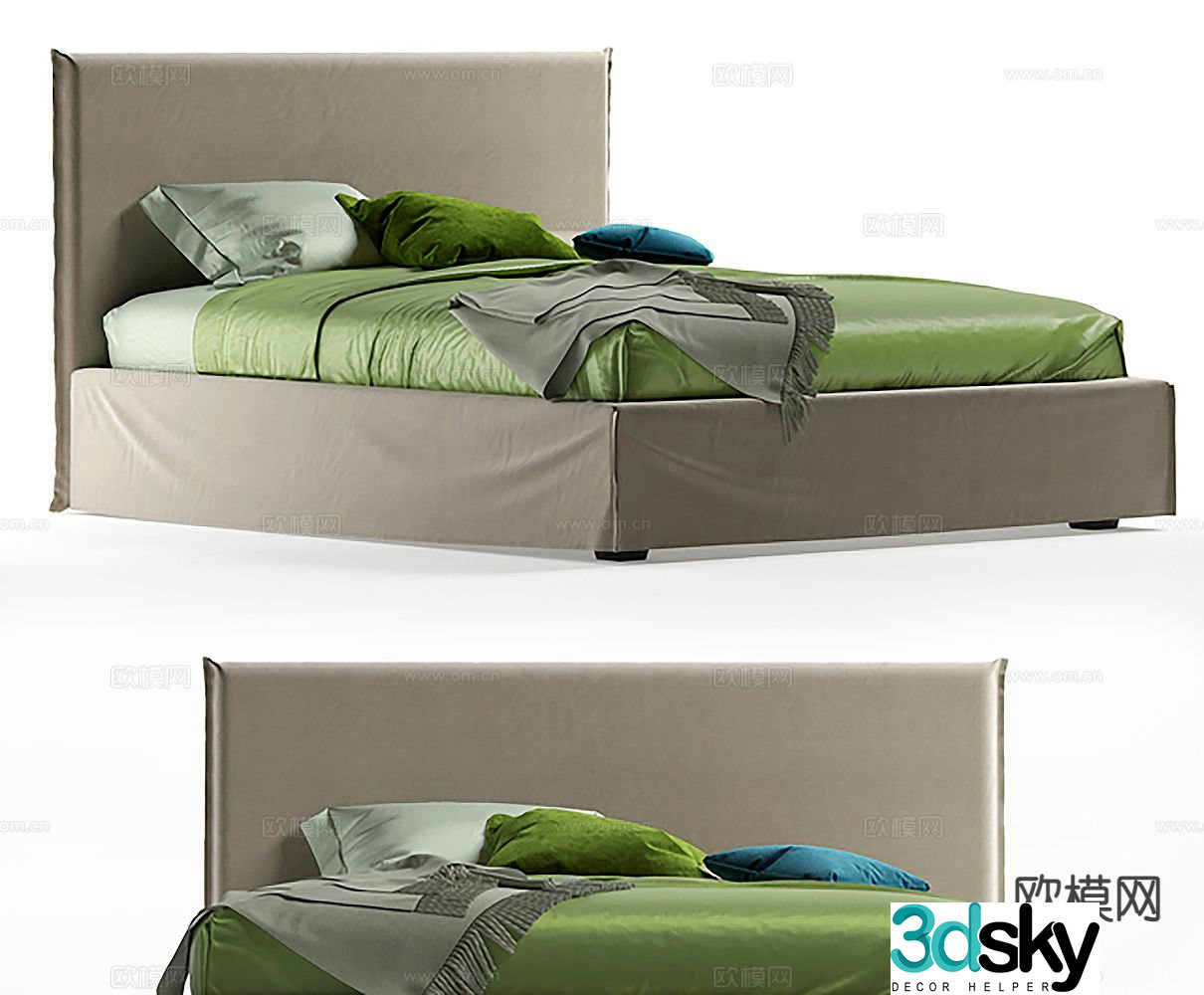 Modern double bed 3d model