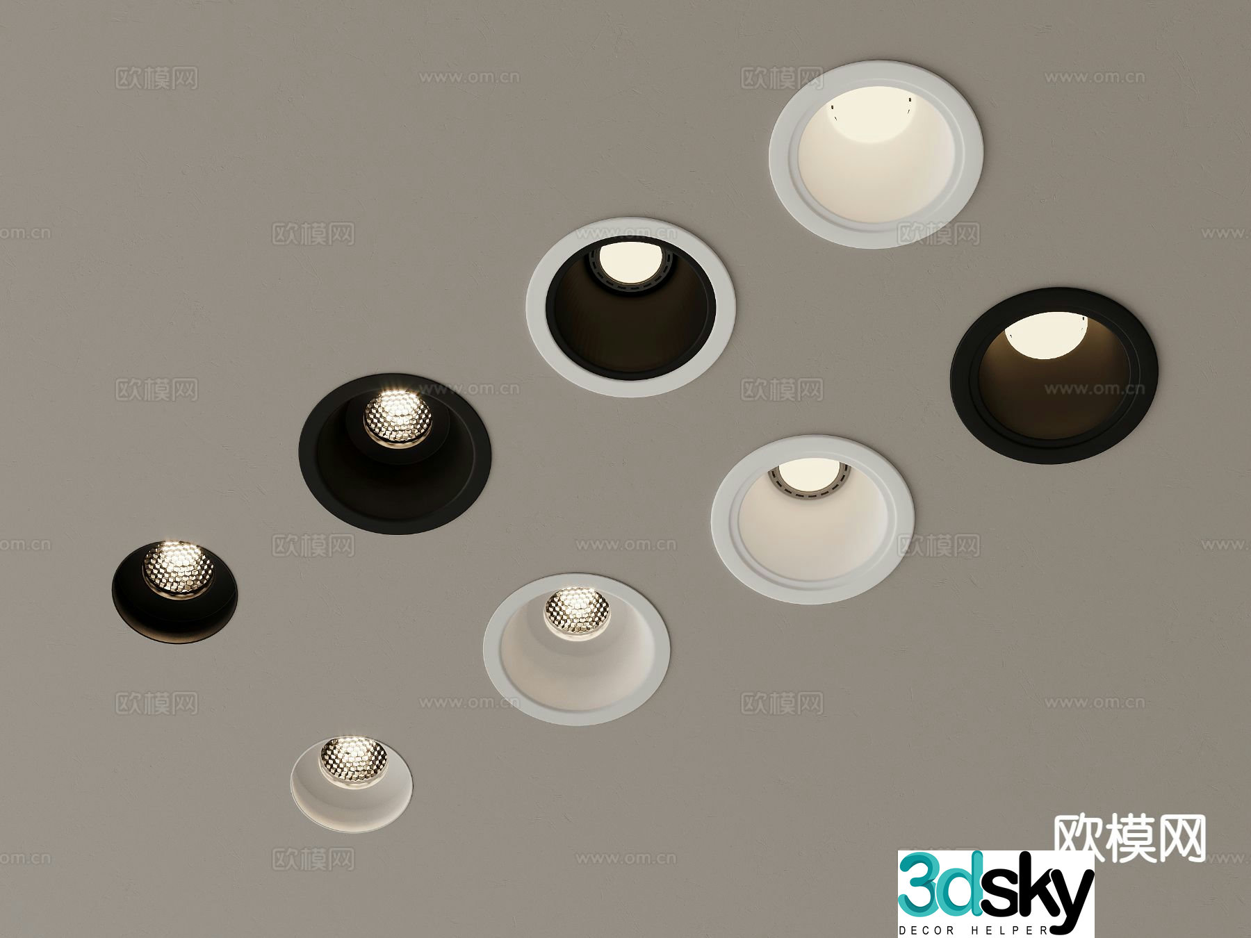 Recessed downlight spotlight track light 3d model