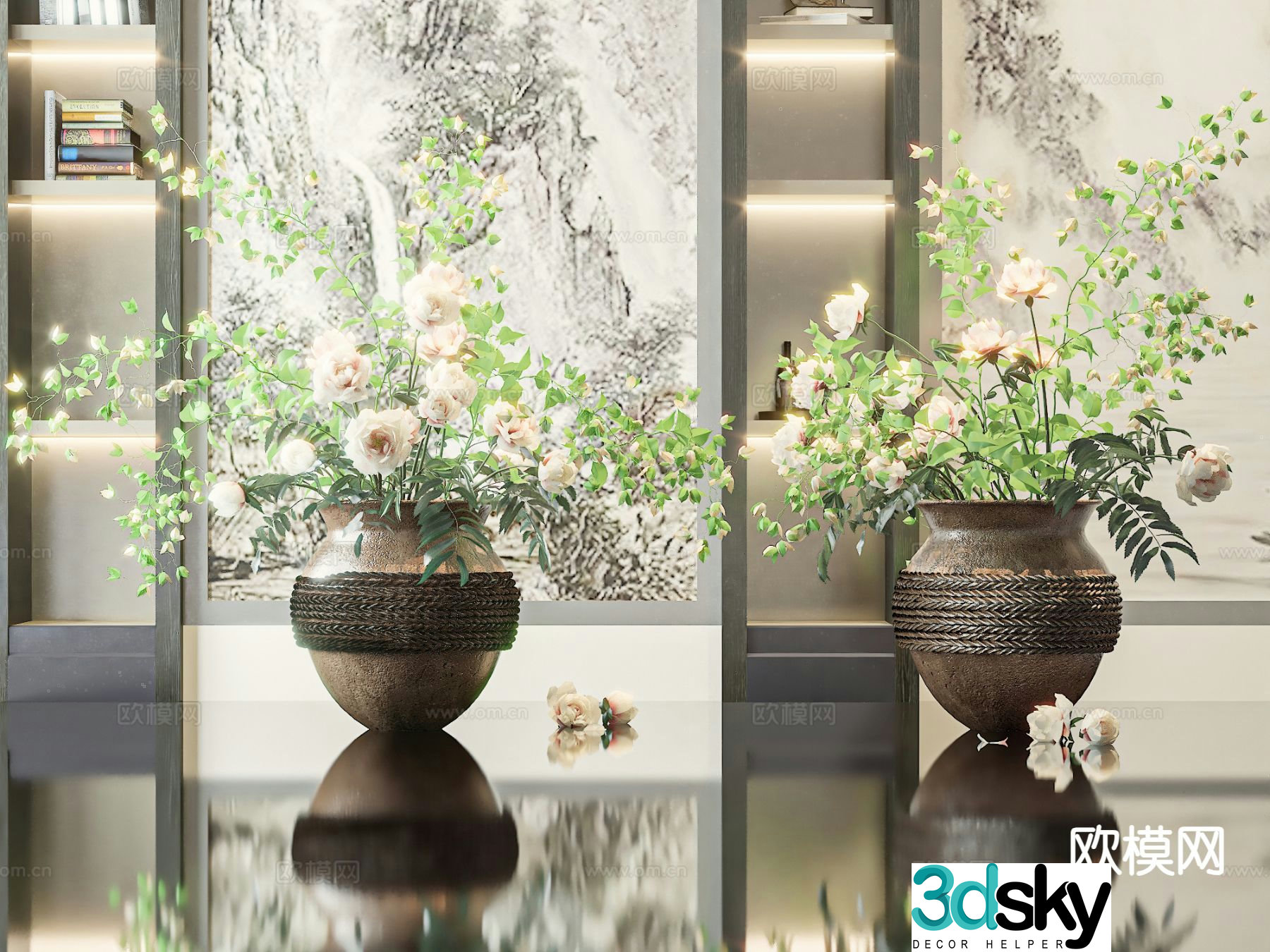 modern vase floral arrangement flowers flower arrangement 3d model