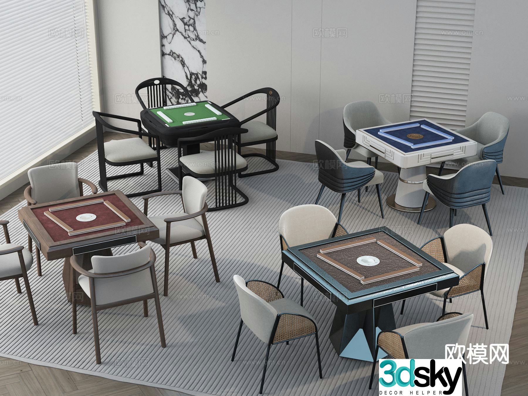 New Chinese style mahjong table 3d model