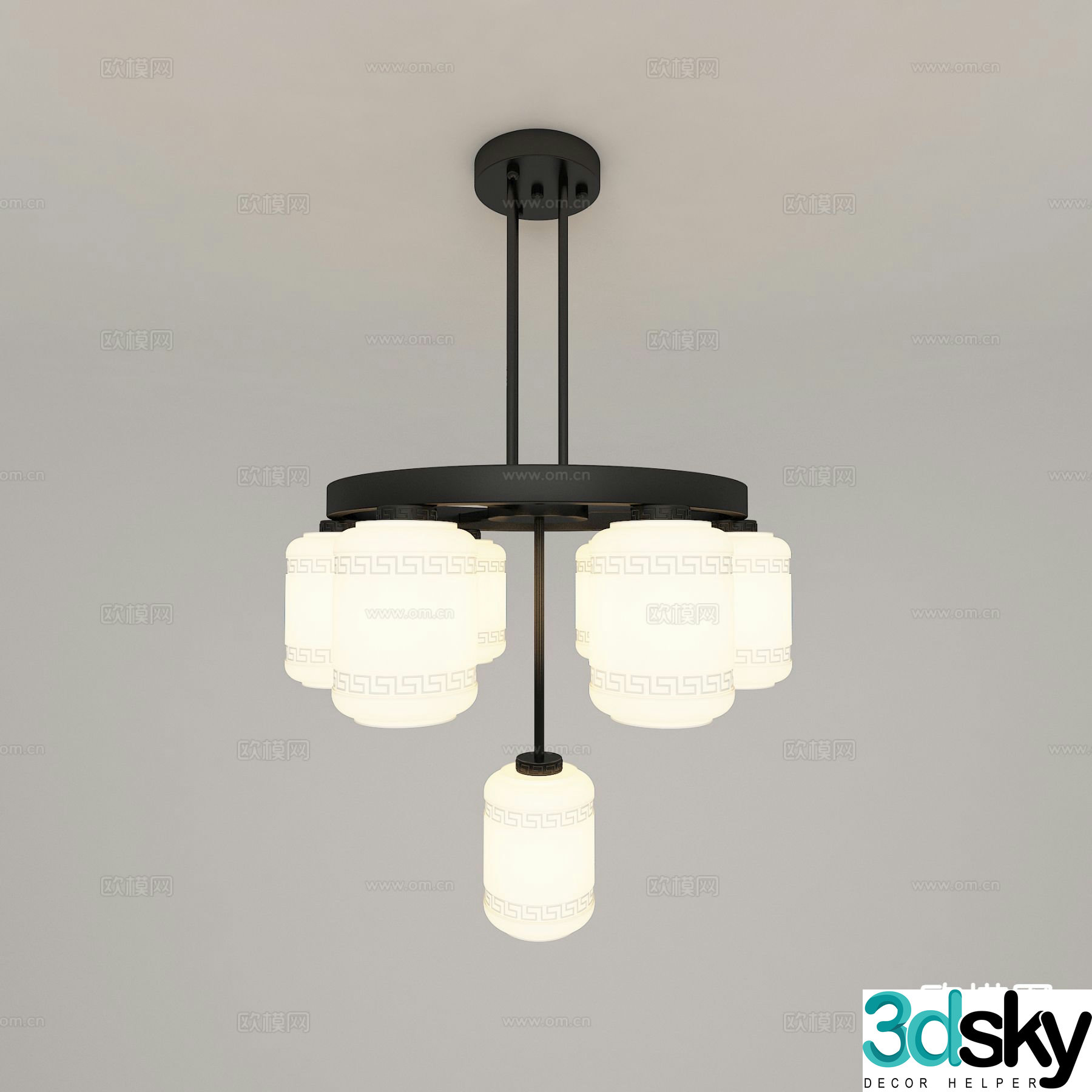 New Chinese style chandelier 3d model
