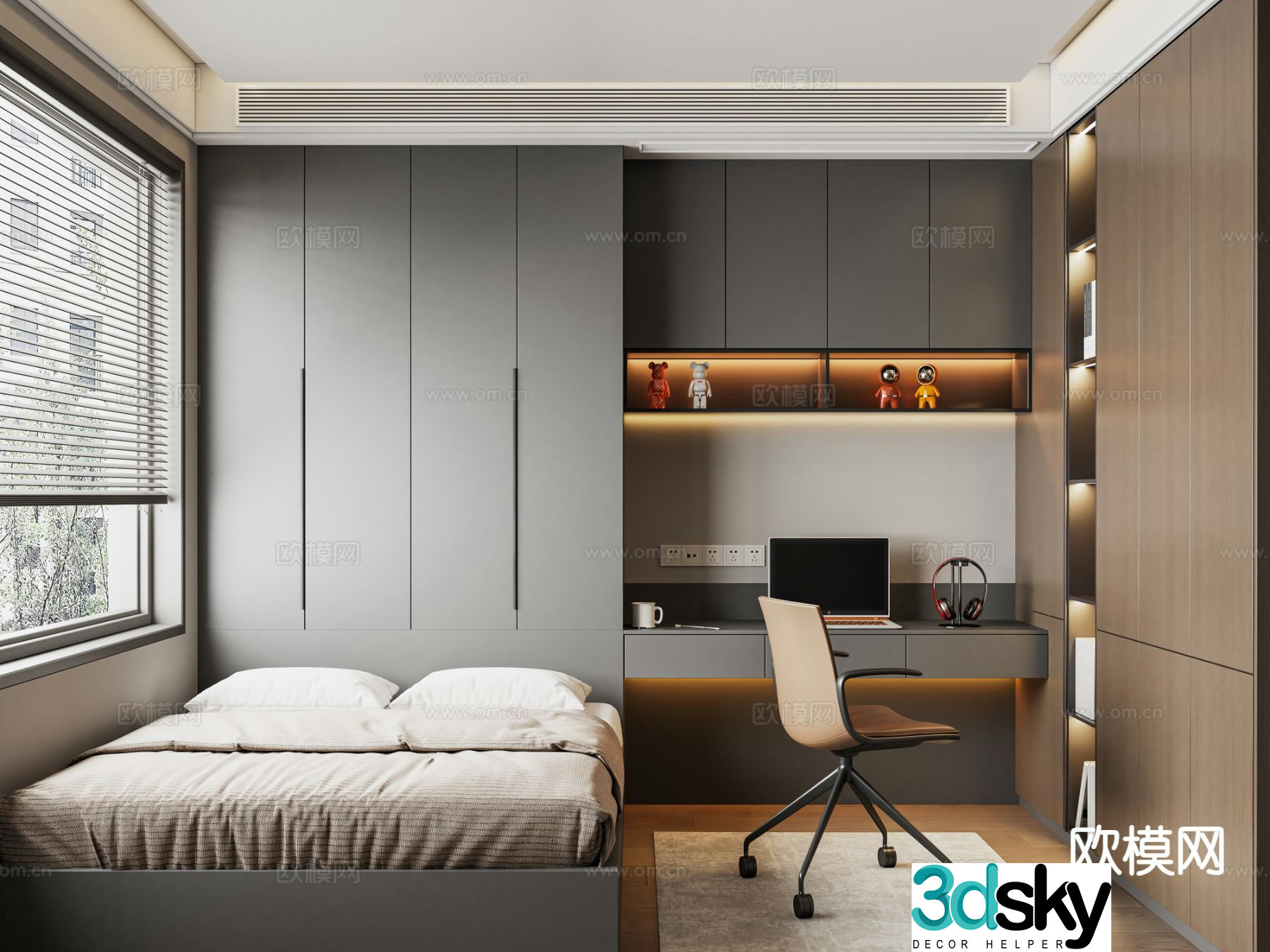 Italian tatami bedroom 3d model