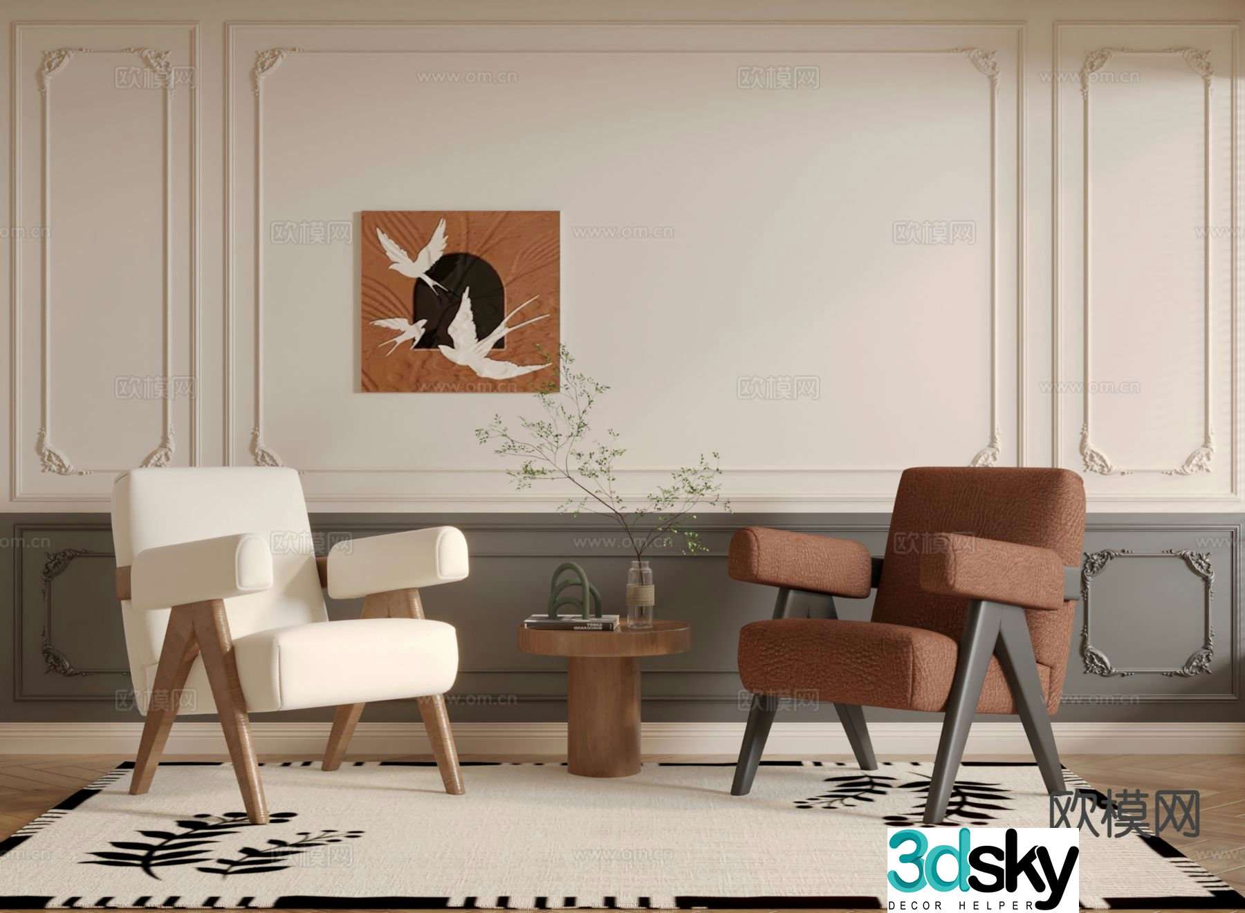 wabi-sabi chair leisure chair sofa chair 3d model