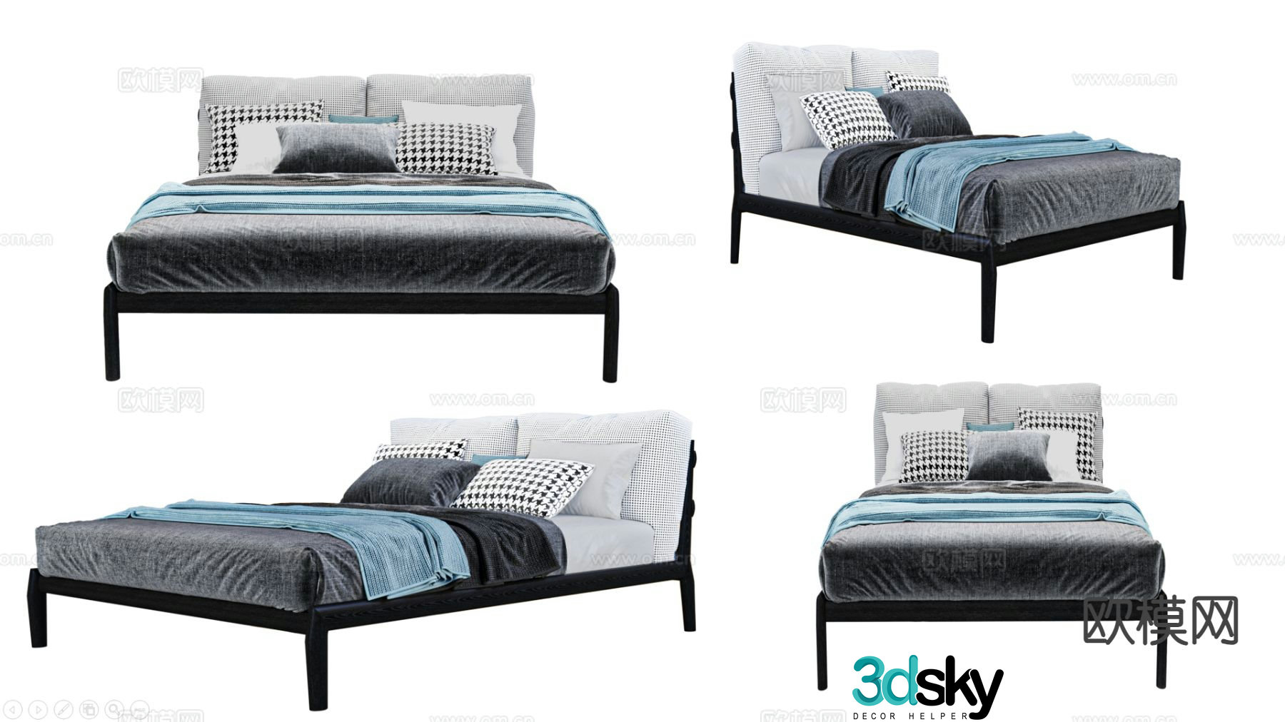 Modern double bed 3d model